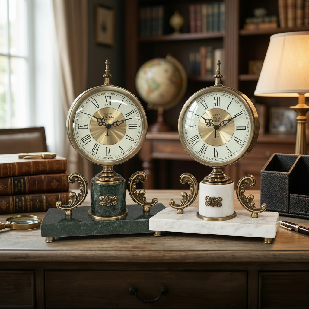 Antique Gold Finish Table Clock