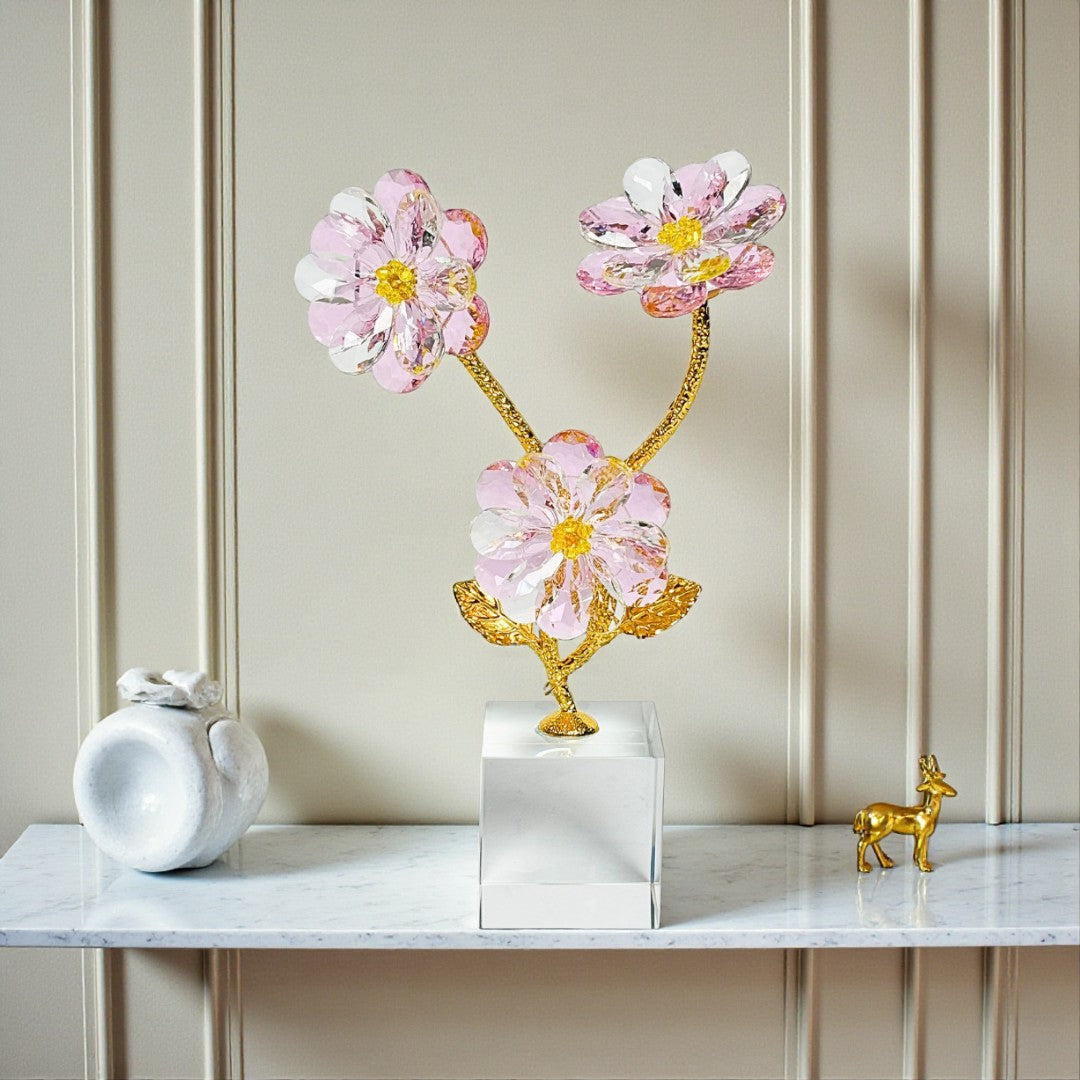 Blooming Crystal Flower Showpiece