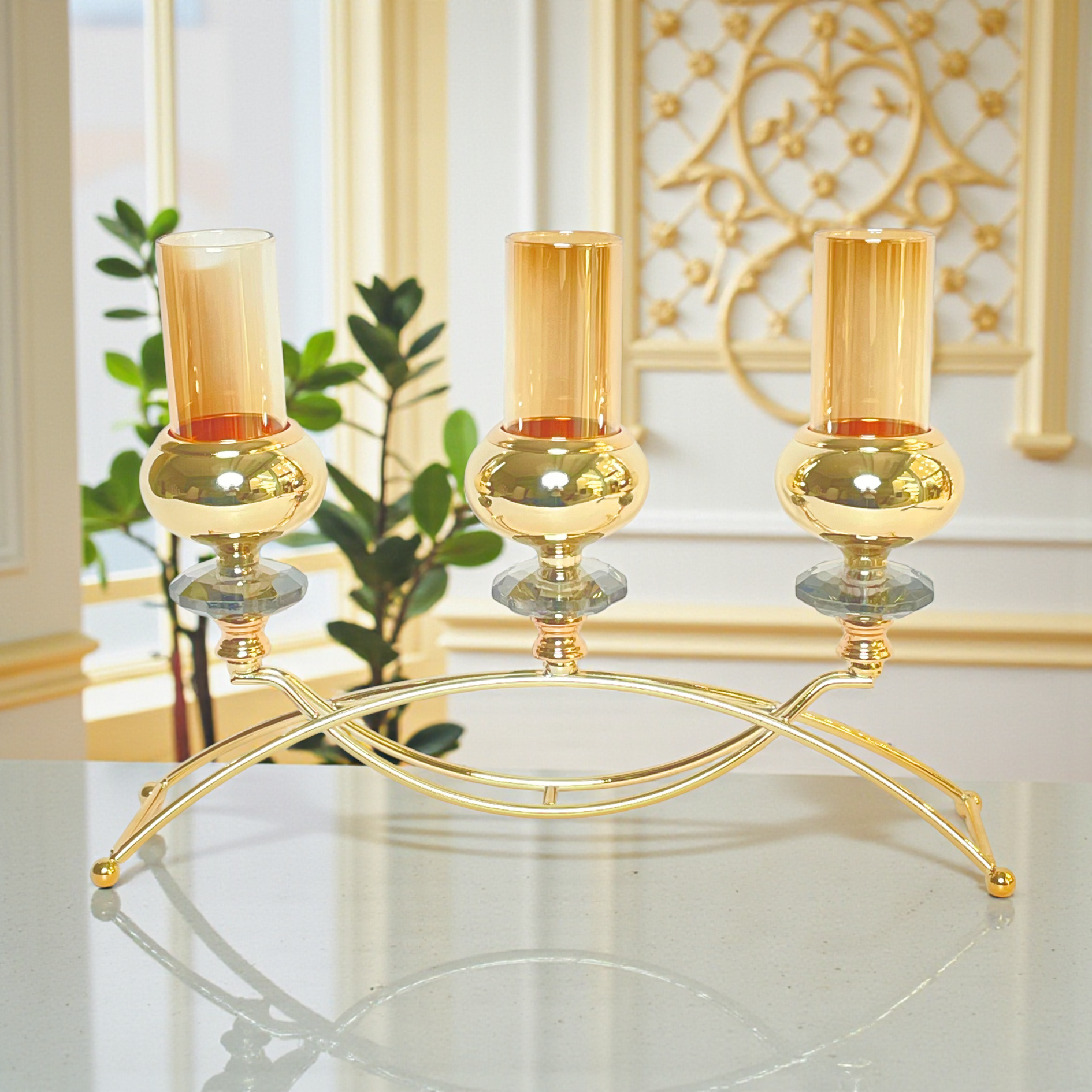 Modern Elegance Three-Arm Candle Holder