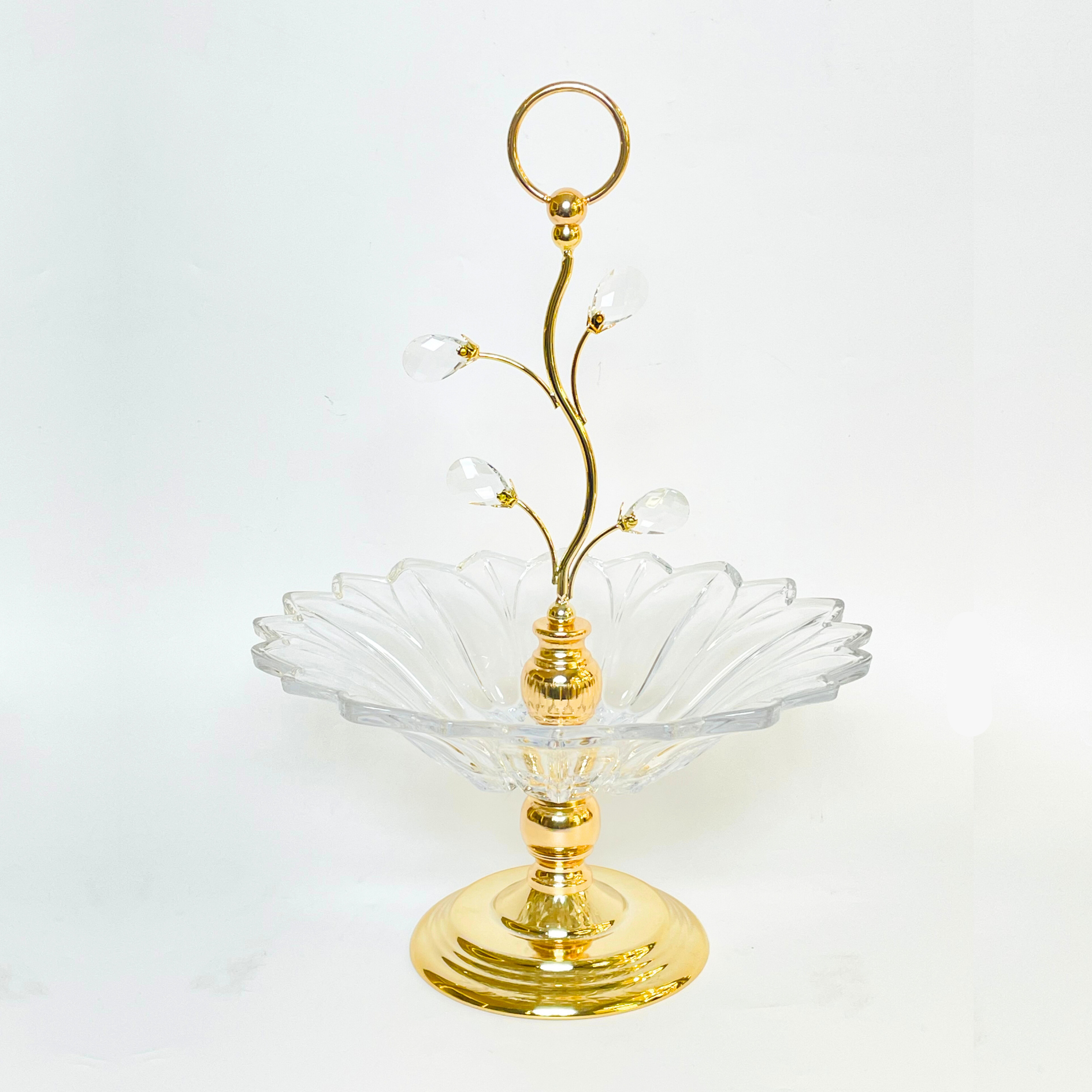 Opulent Glass Tray With Crystal Beads