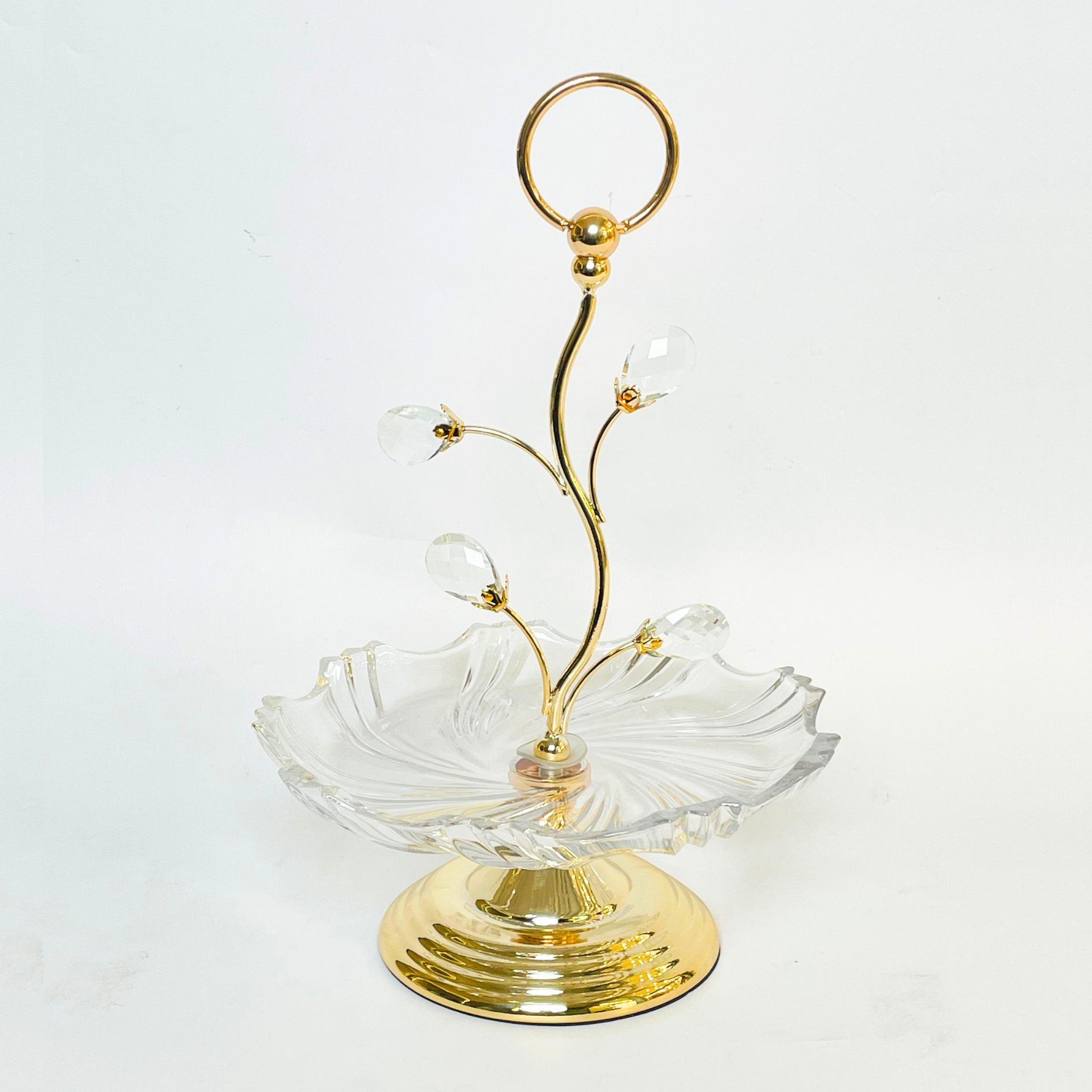 Elegant Glass Tray With Crystal Beads