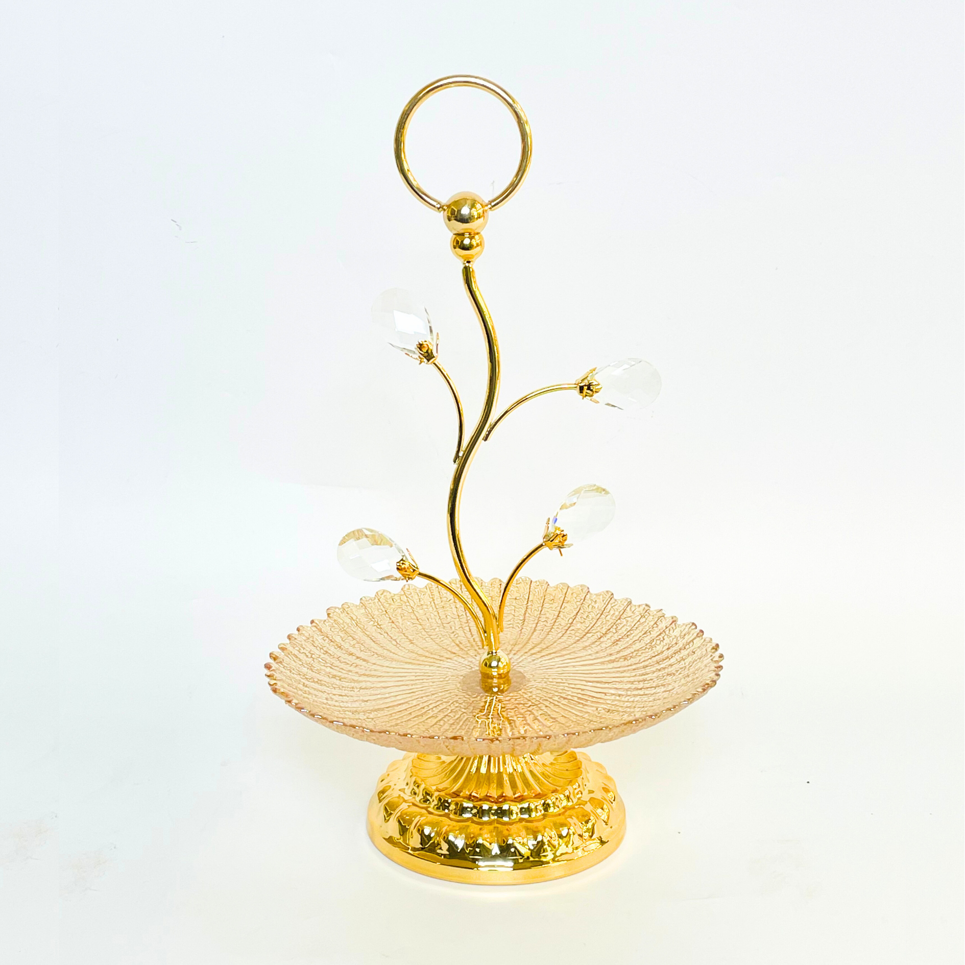 Royal Glass Tray With Crystal Beads