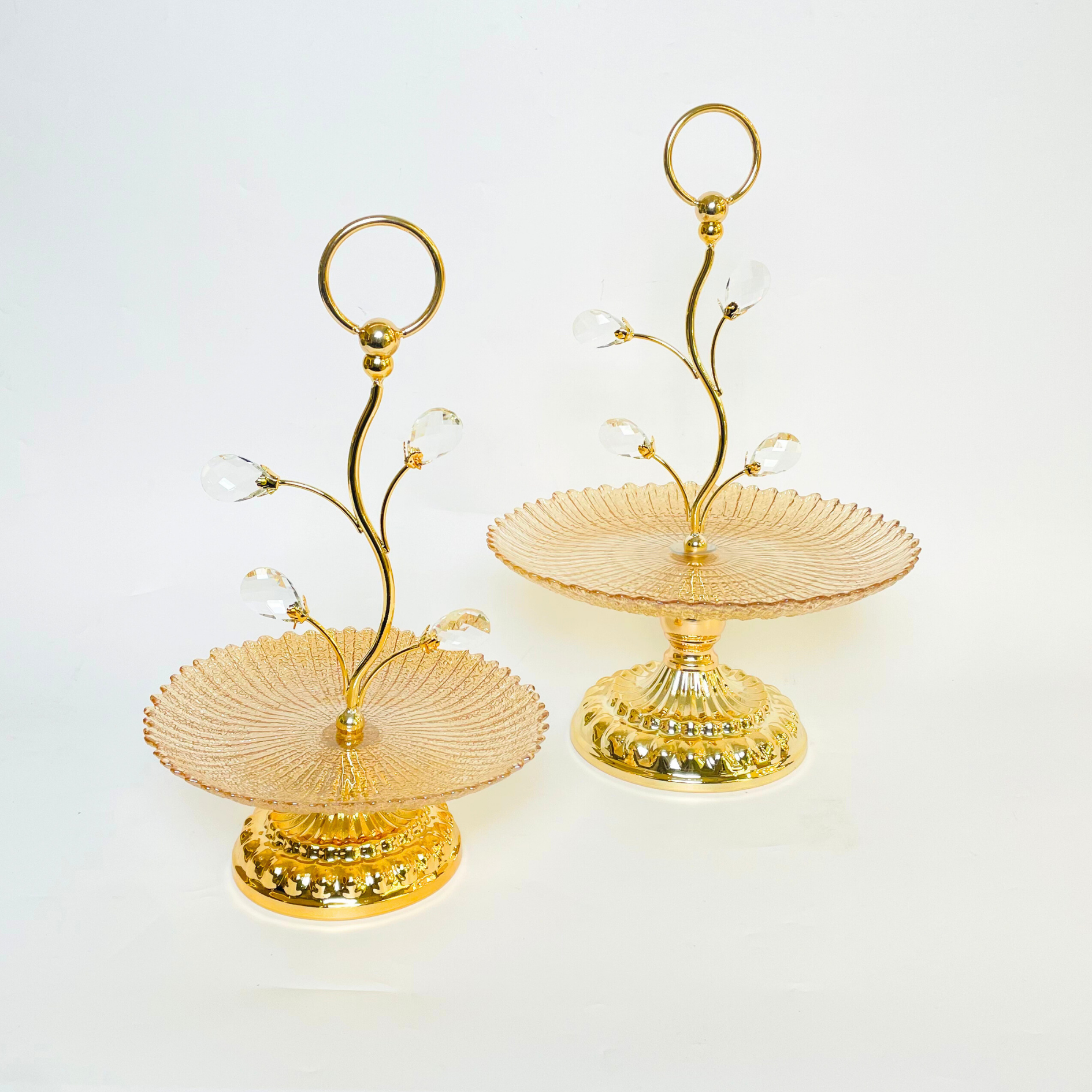 Royal Glass Tray With Crystal Beads