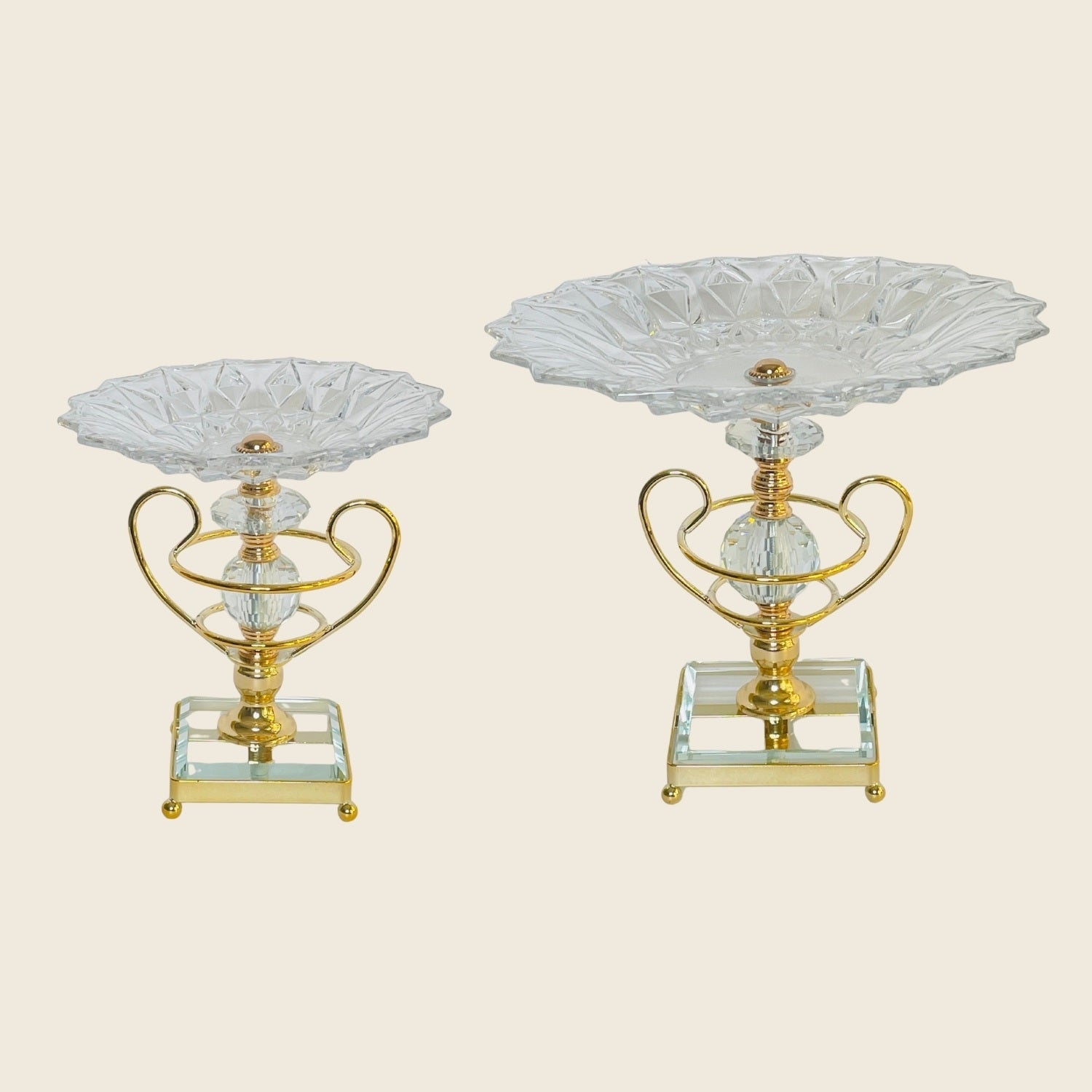 Luxury Crystal & Gold Pedestal Platters