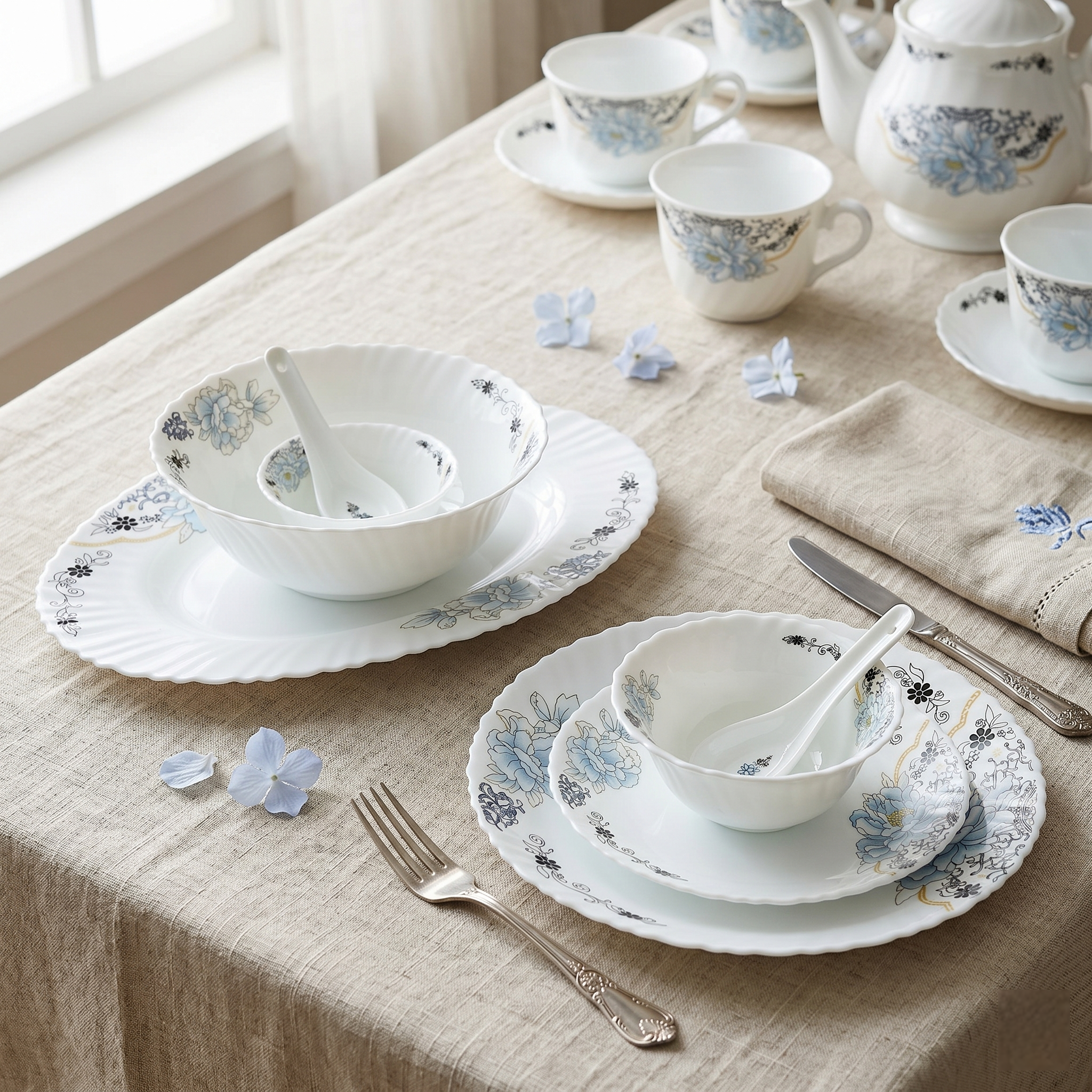 Blossom Charm – Premium 33pc Opalware Dining Set