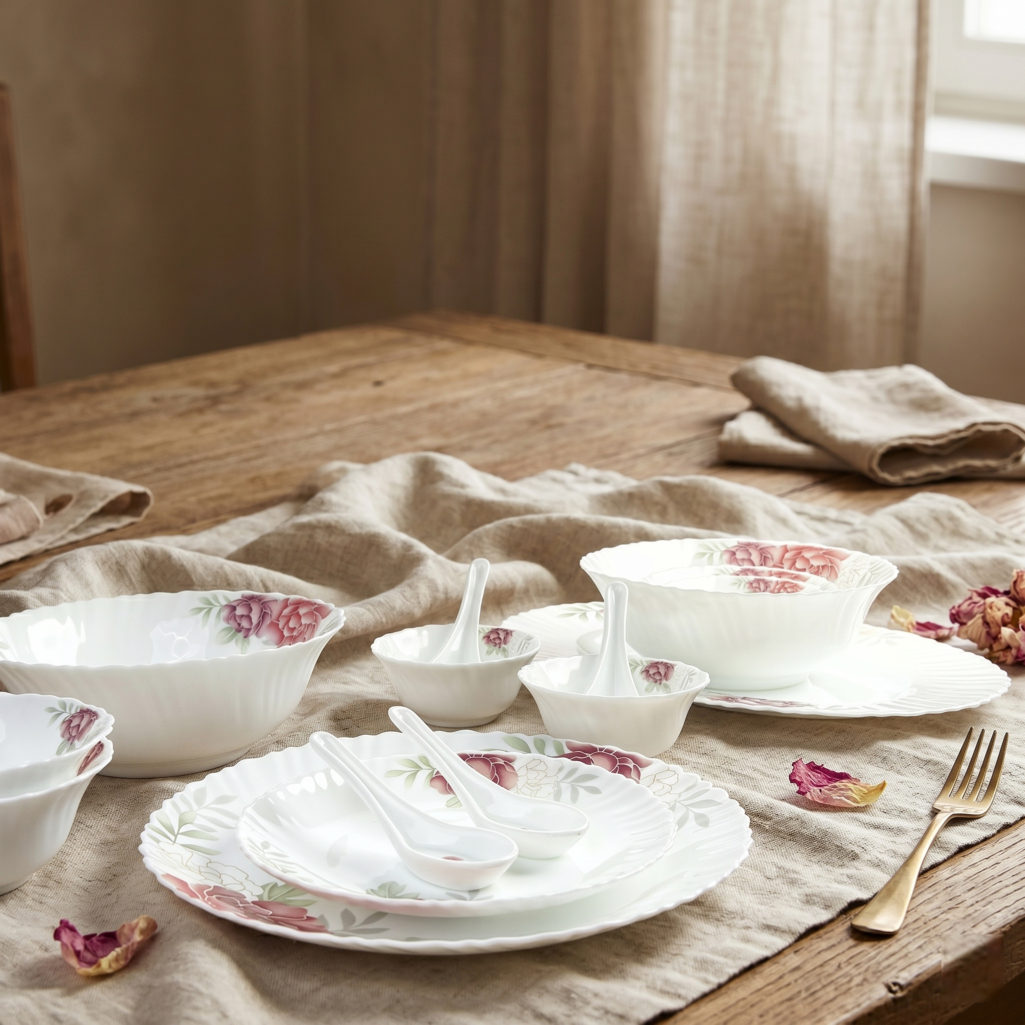 Modern Bloom – Premium 33pc Opalware Dining Set