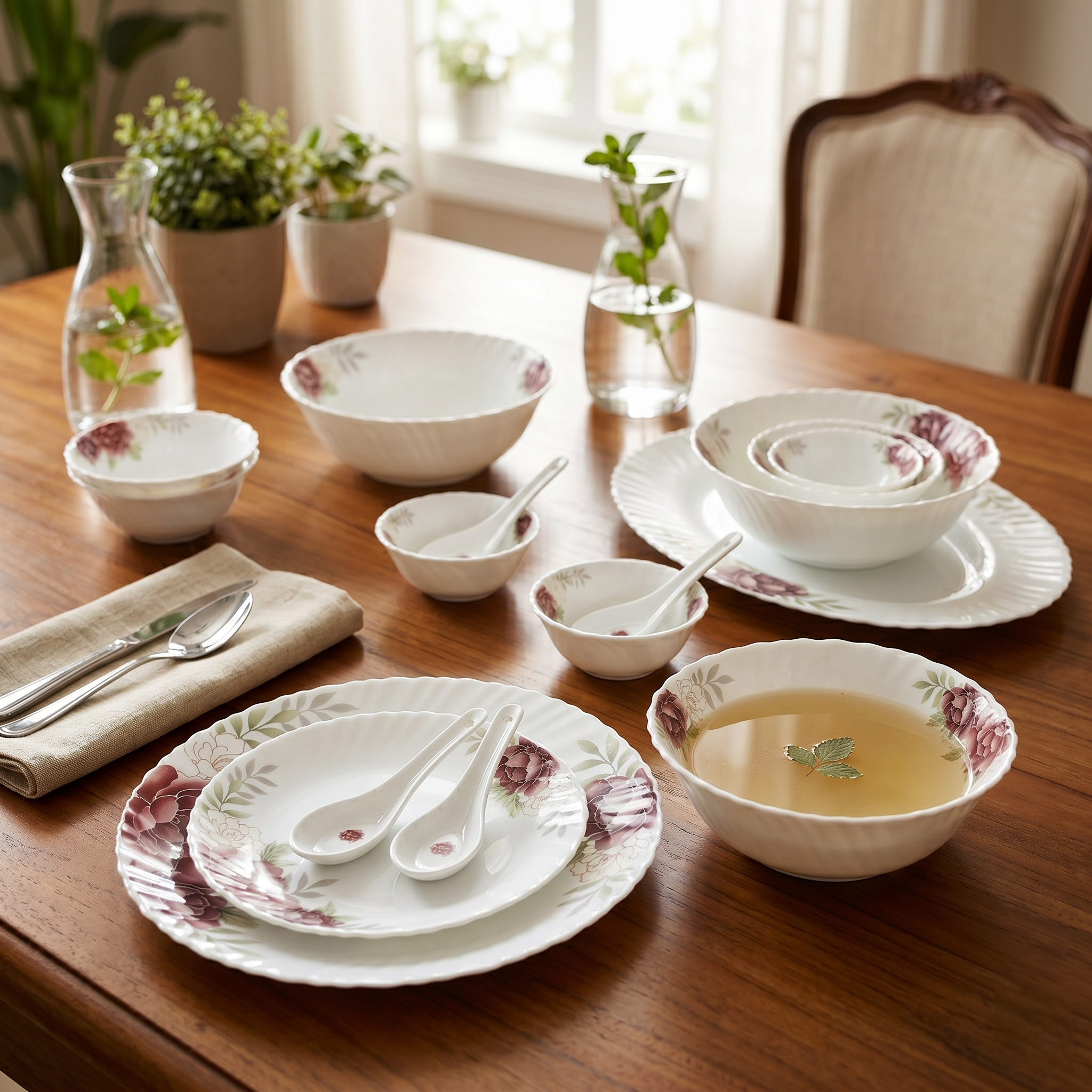 Modern Bloom – Premium 33pc Opalware Dining Set