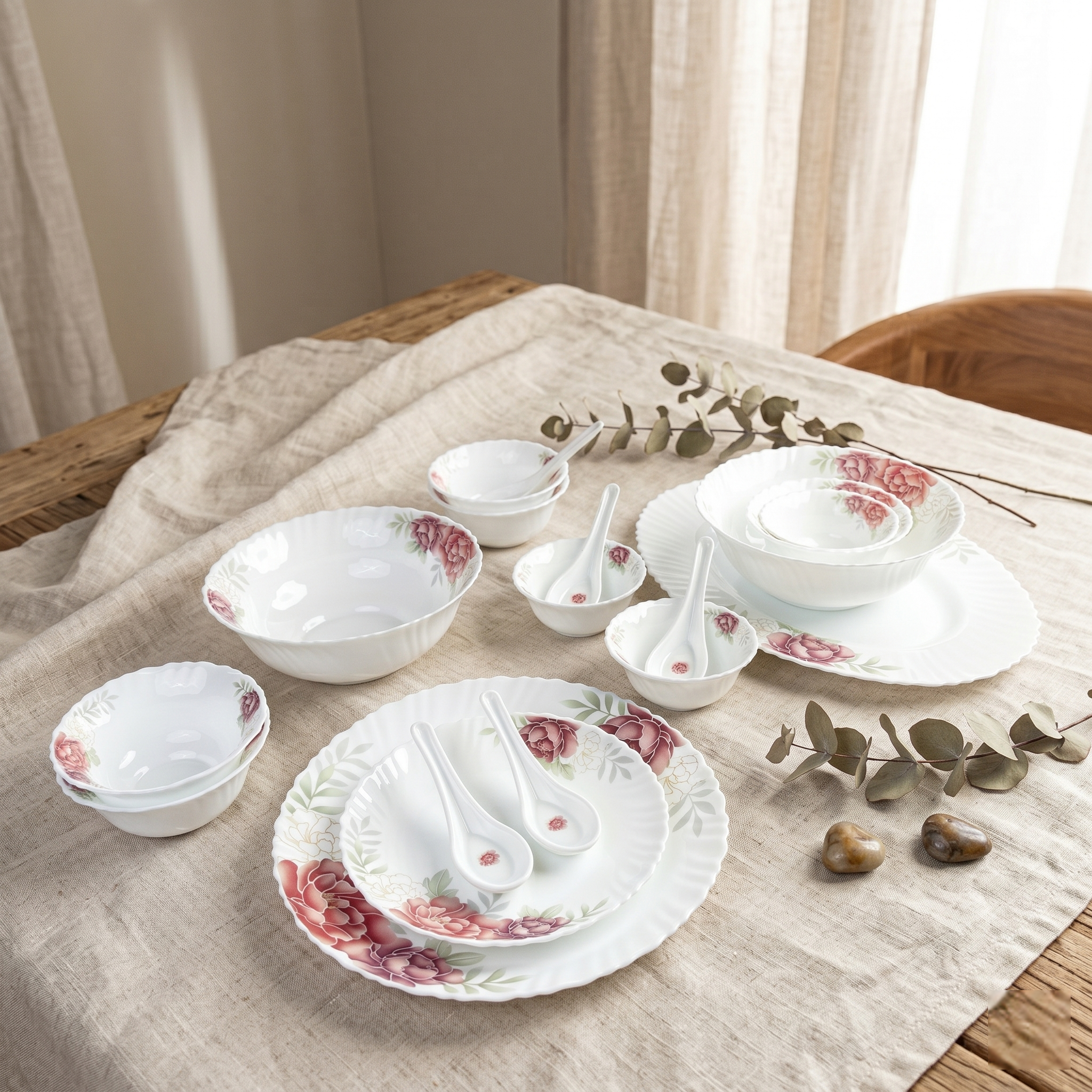 Modern Bloom – Premium 33pc Opalware Dining Set