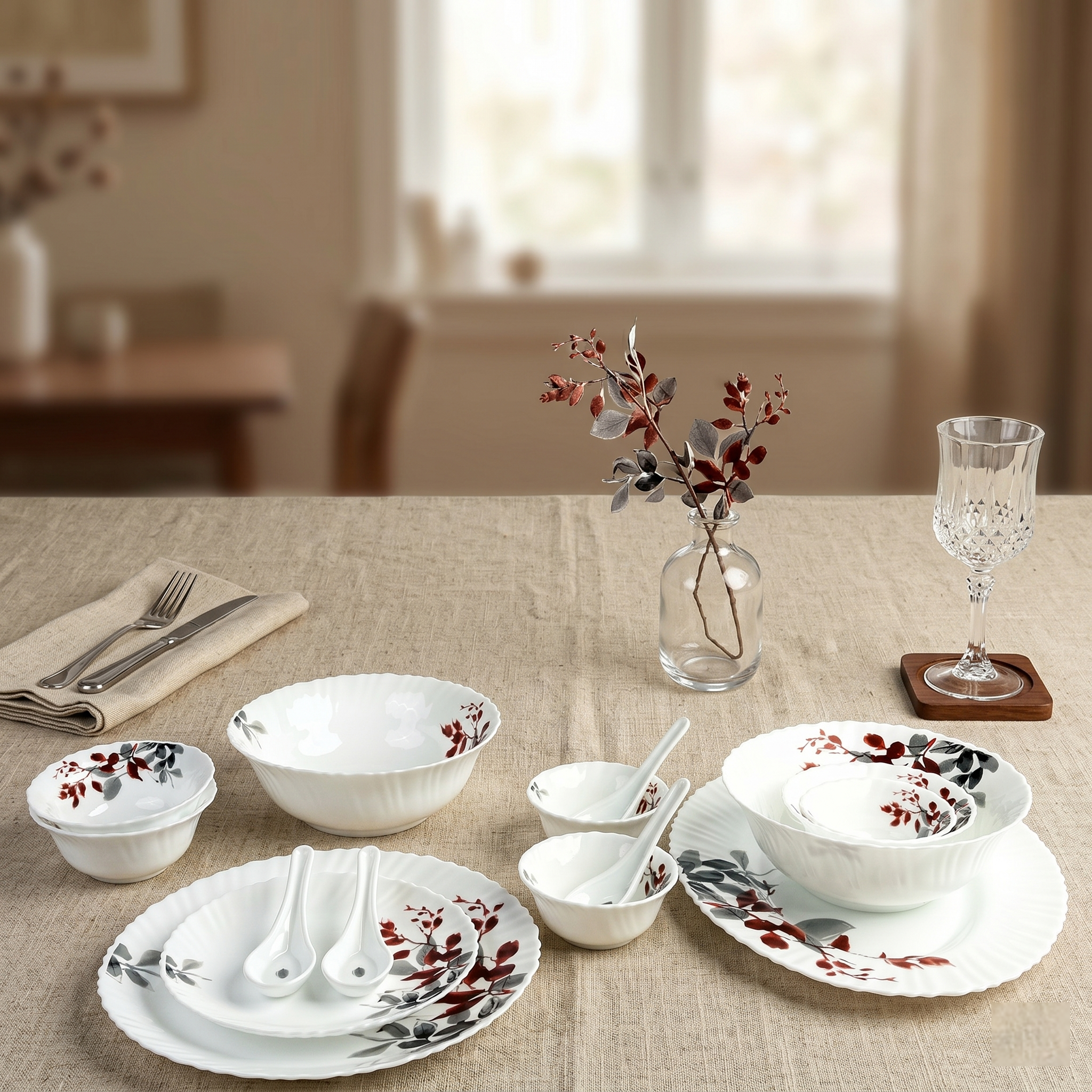 Floral Bliss – Premium 33pc Opalware Dining Set