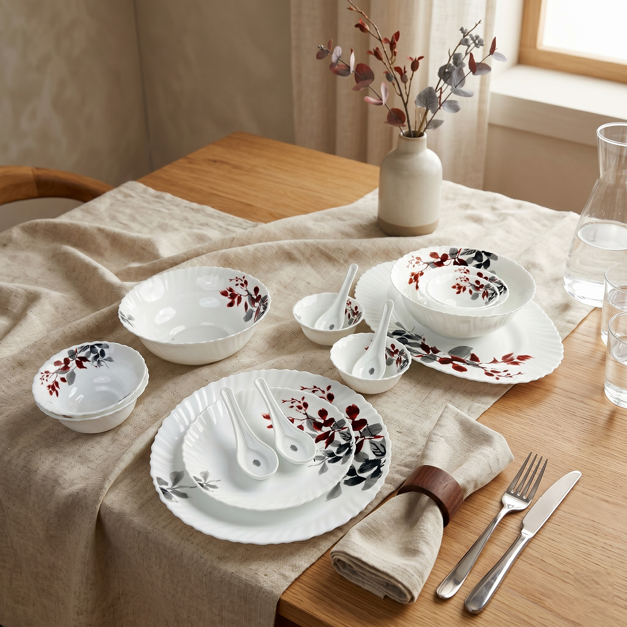 Floral Bliss – Premium 33pc Opalware Dining Set