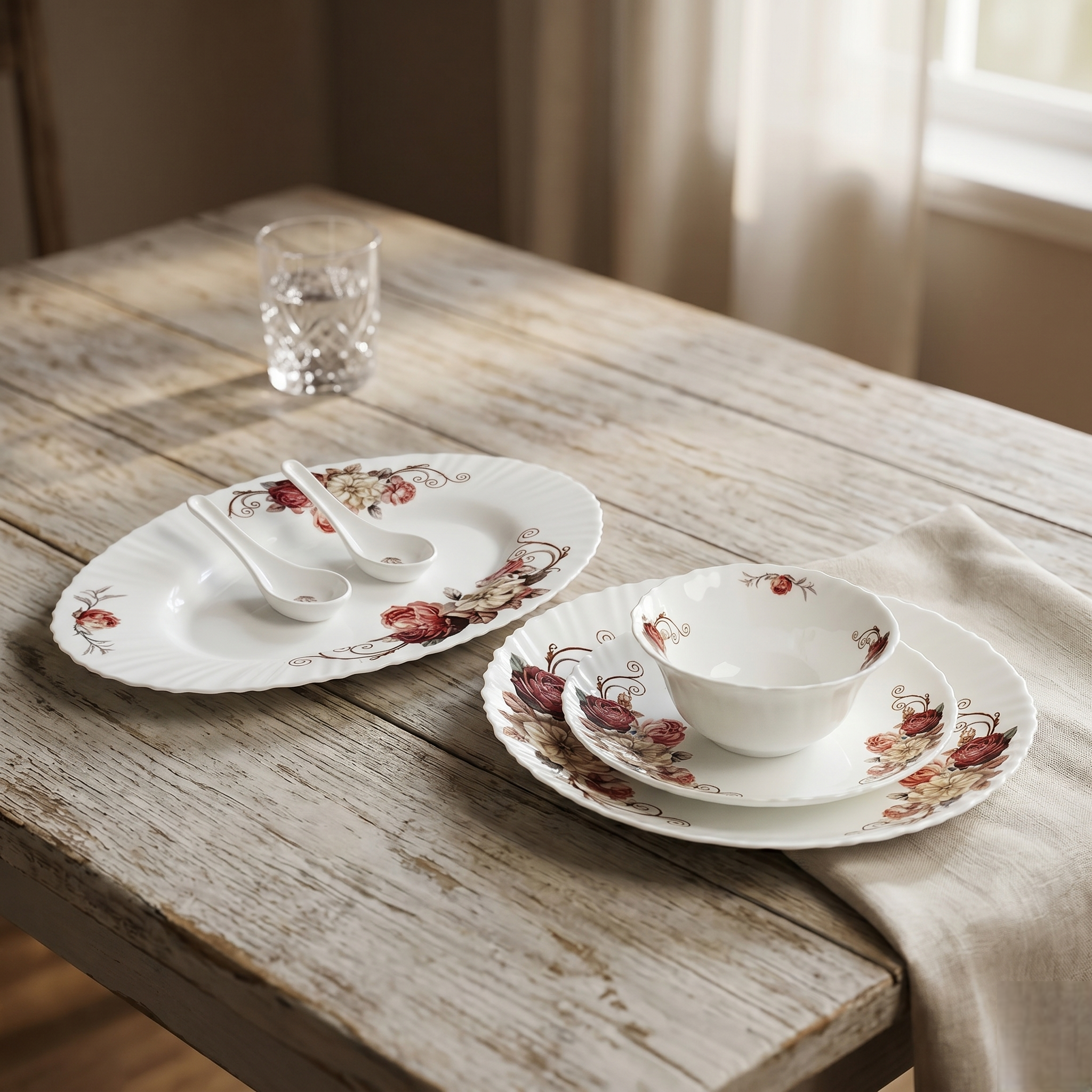 Blossom White – Premium 33pc Opalware Dining Set