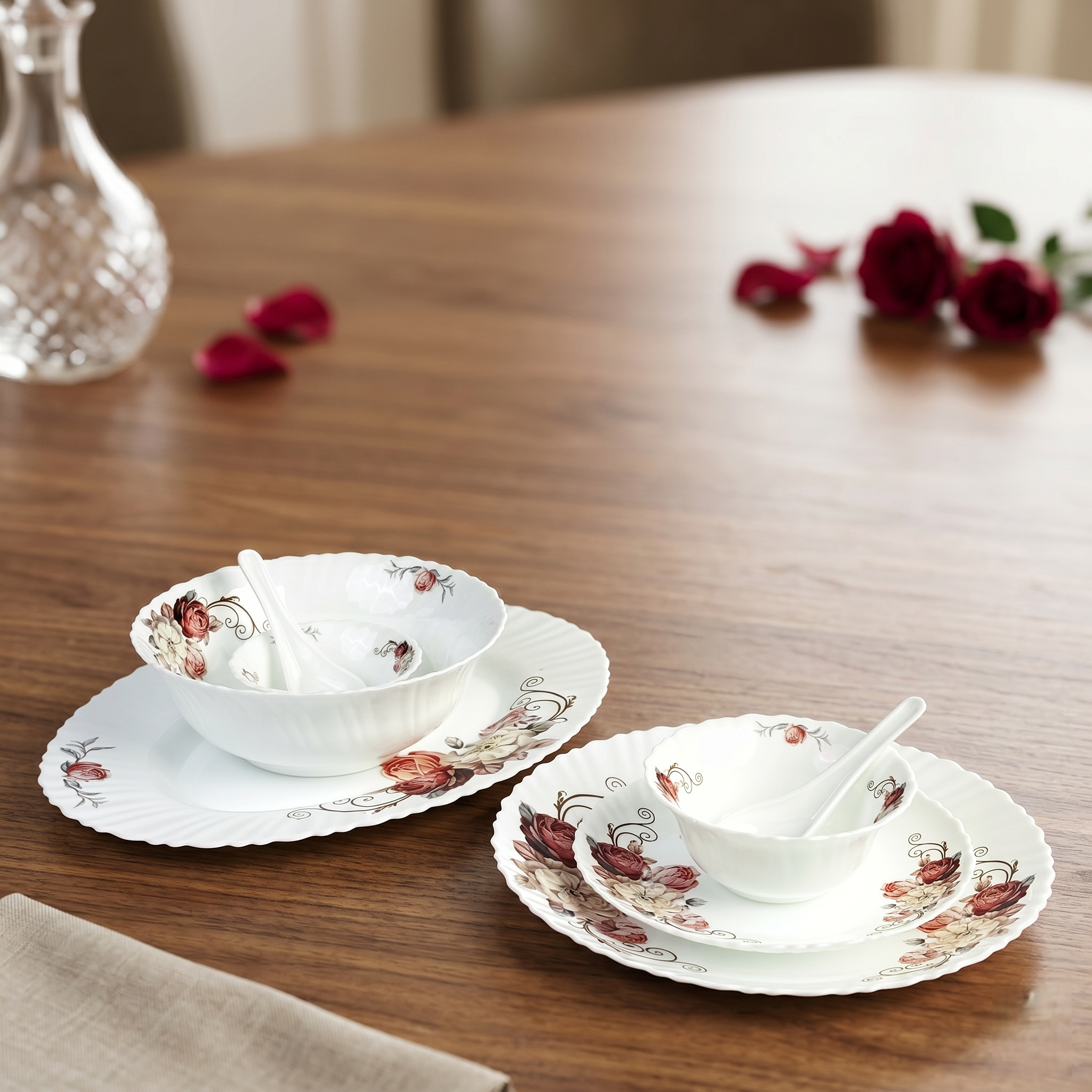 Blossom White – Premium 33pc Opalware Dining Set