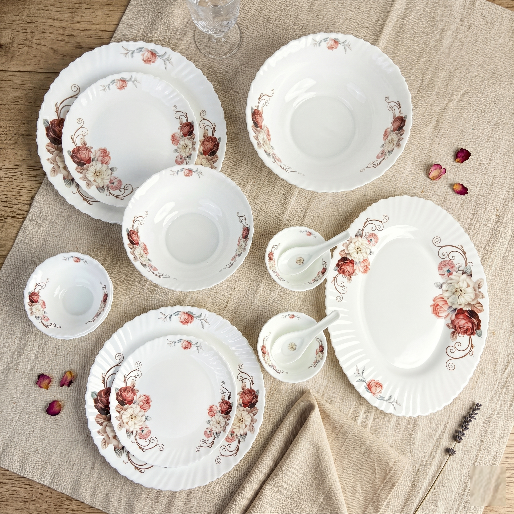 Blossom White – Premium 33pc Opalware Dining Set