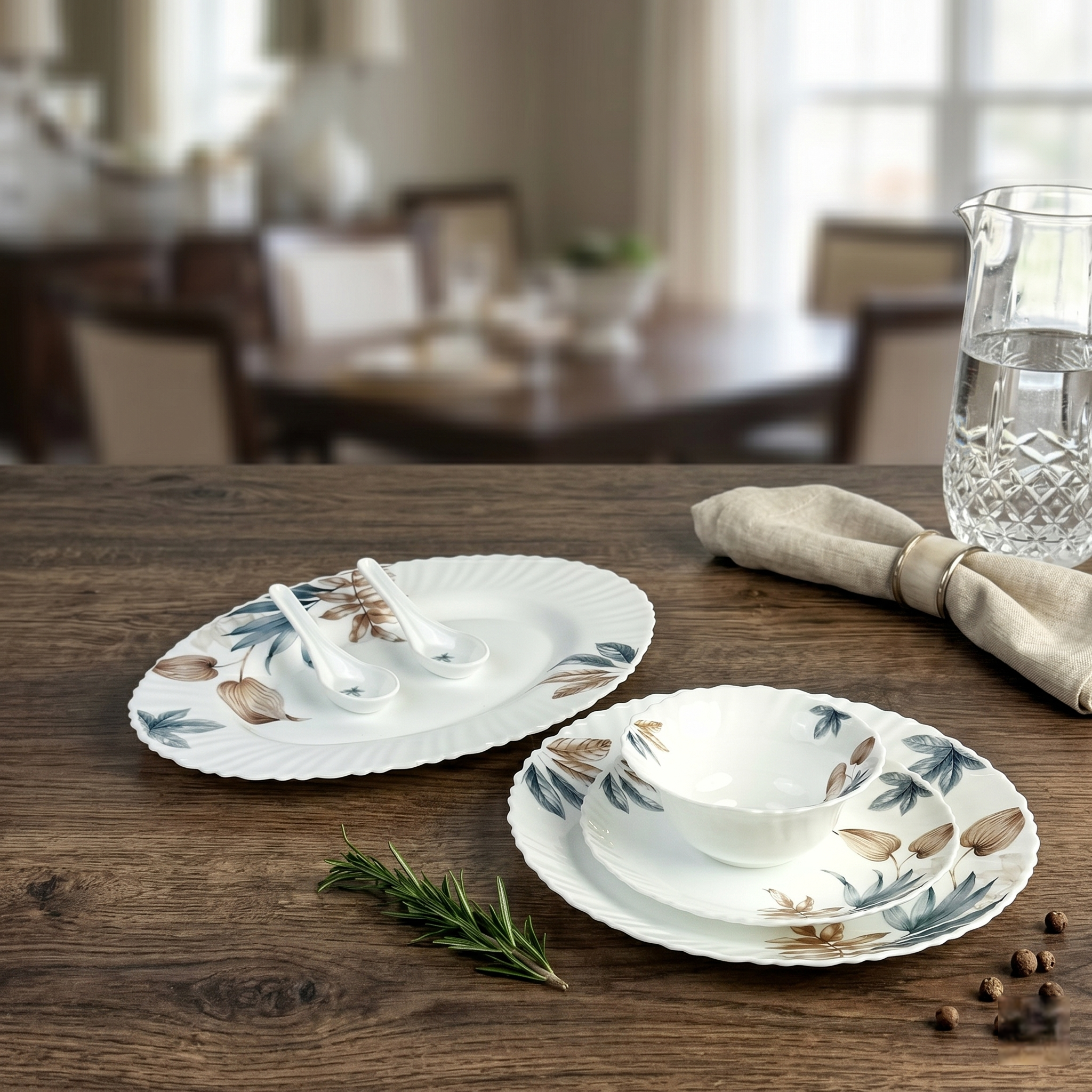 Palace Petals – Premium 33pc Opalware Dining Set