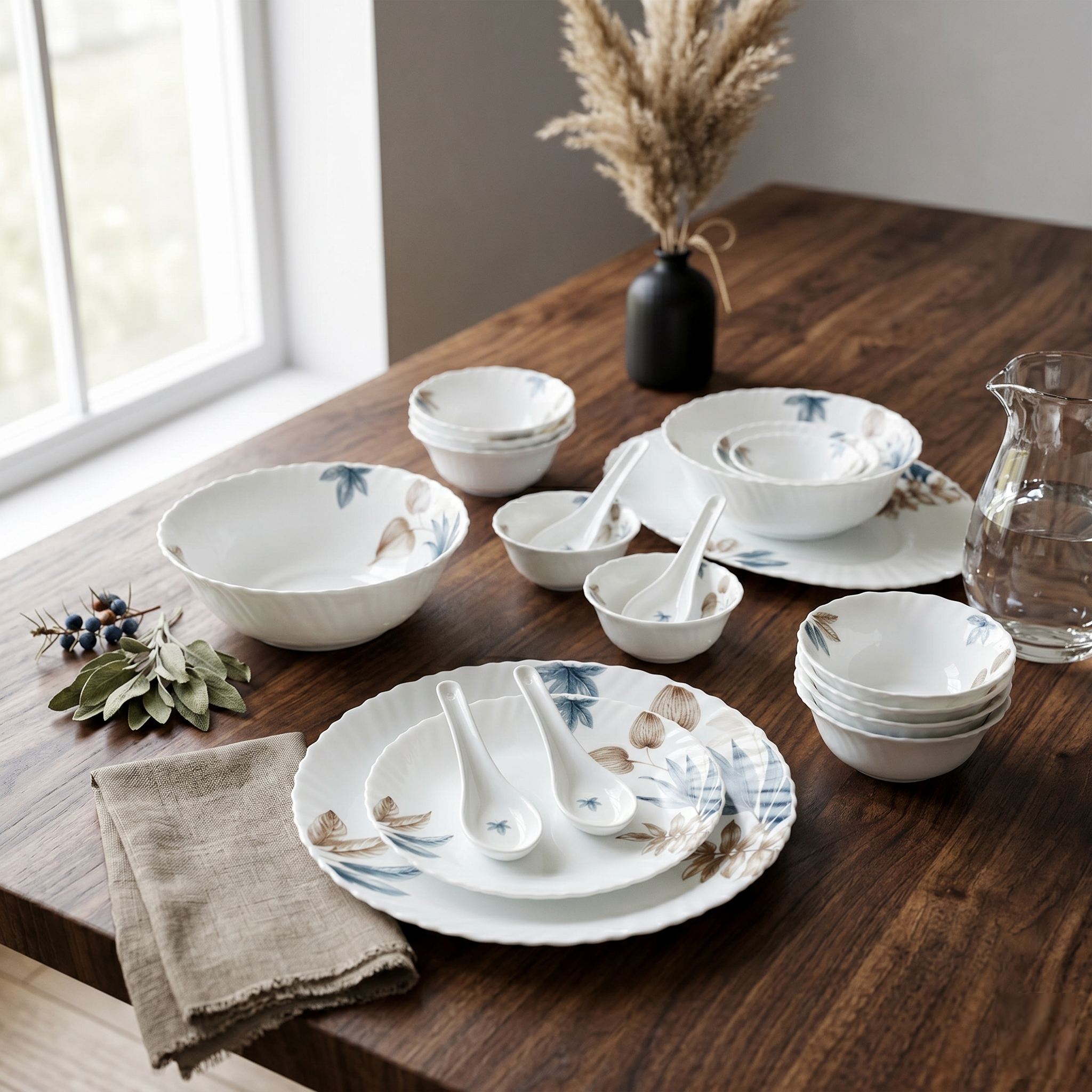 Palace Petals – Premium 33pc Opalware Dining Set