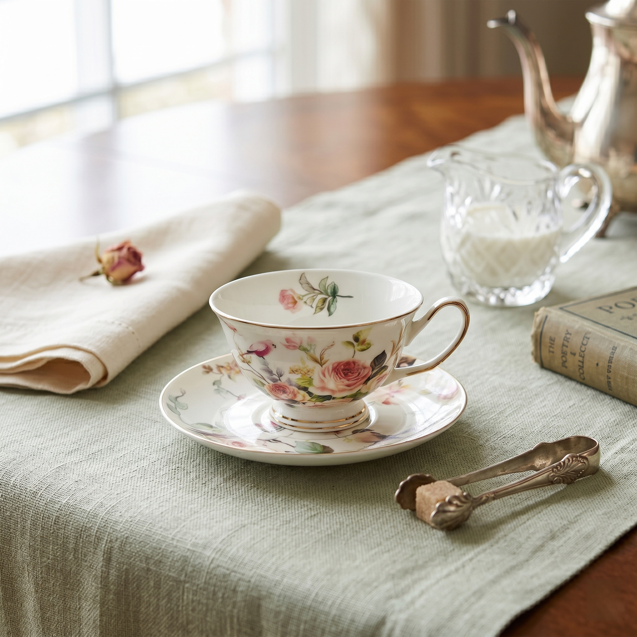 Elegant Lace Pattern Tea Cup Set - Set of 12