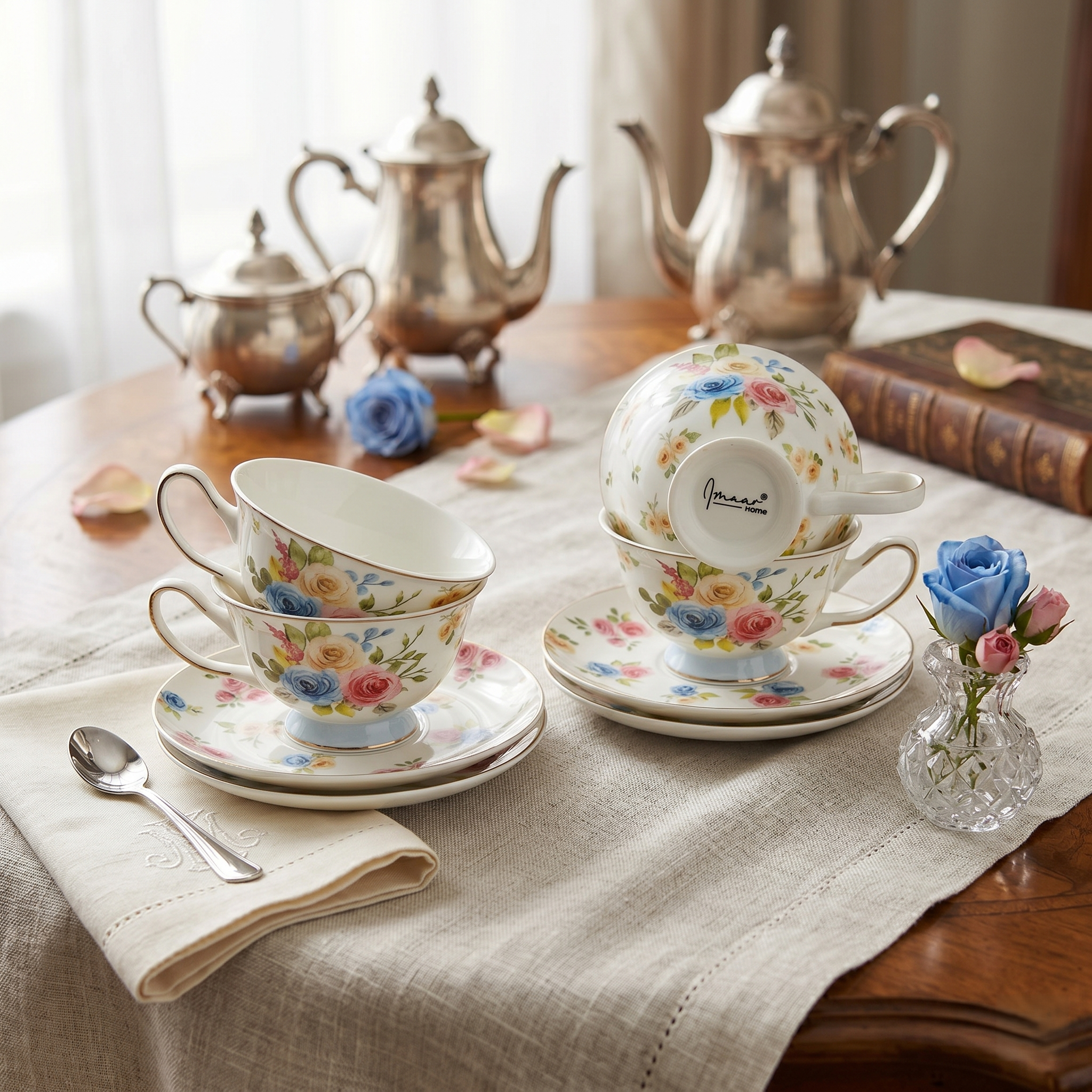 Blooming Grace Tea Cup & Saucer Set - Set of 12