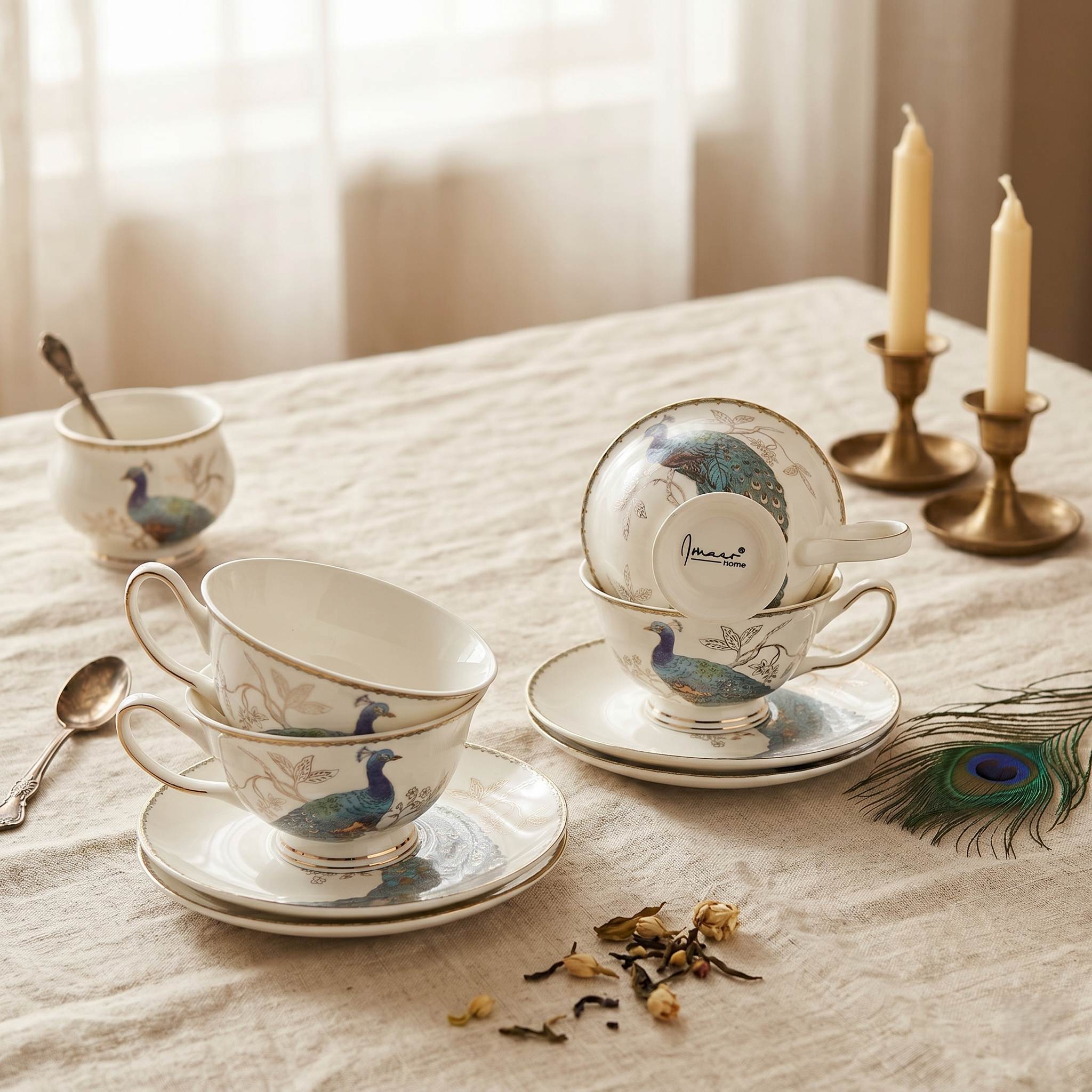 Ornate Blossom Cup & Saucer Set - Set of 12