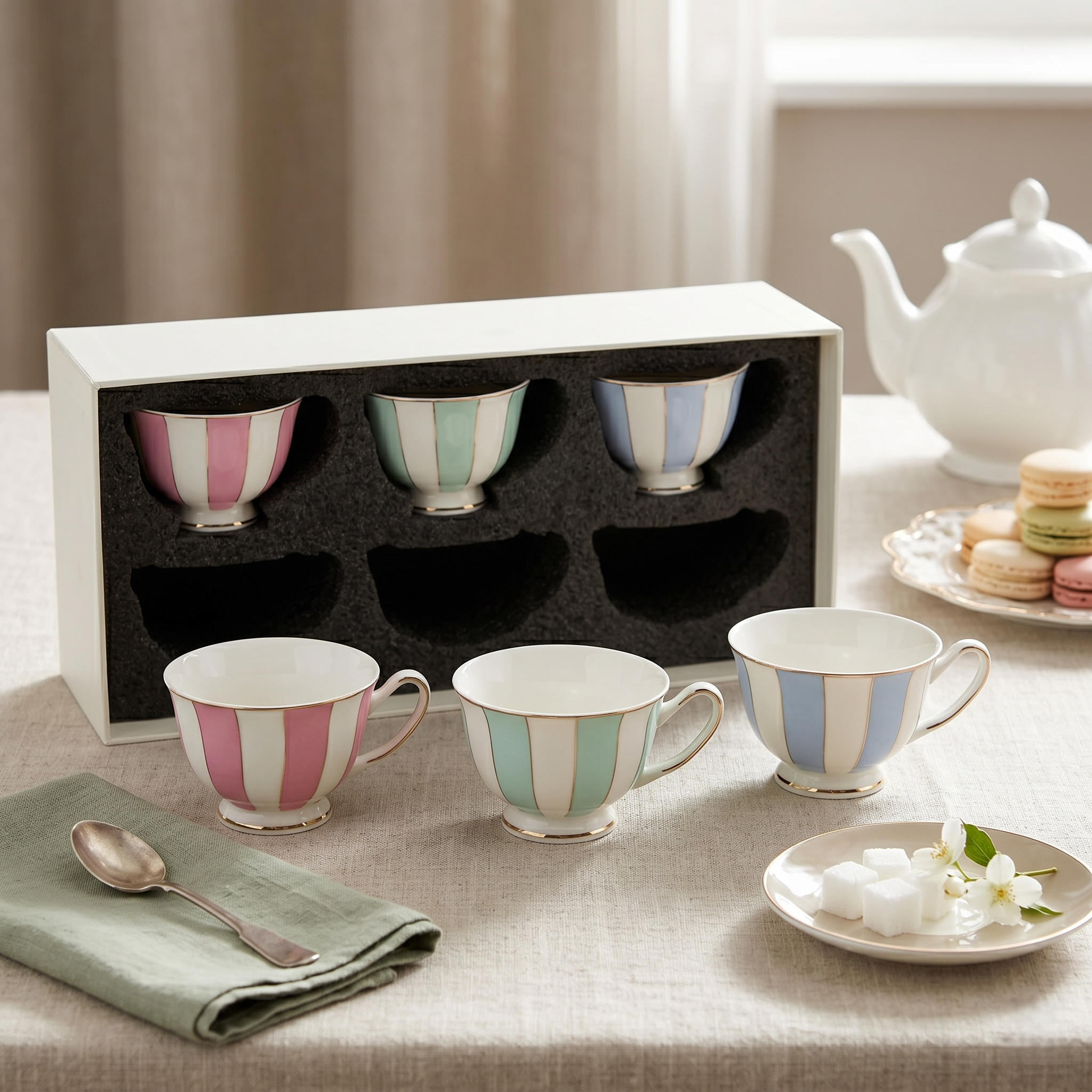 Luxury Gold Rim Tea Cup - Set of 6