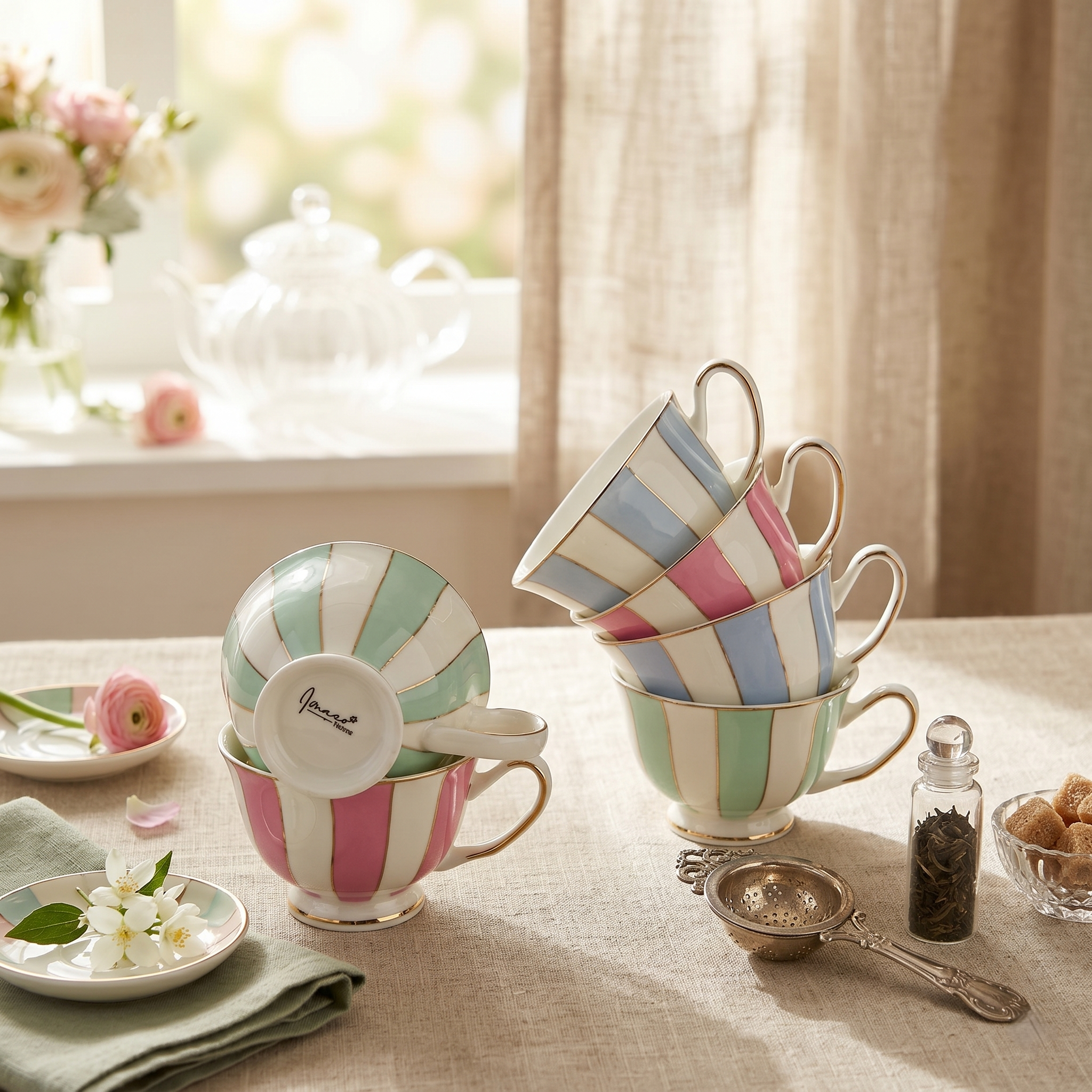 Luxury Gold Rim Tea Cup - Set of 6
