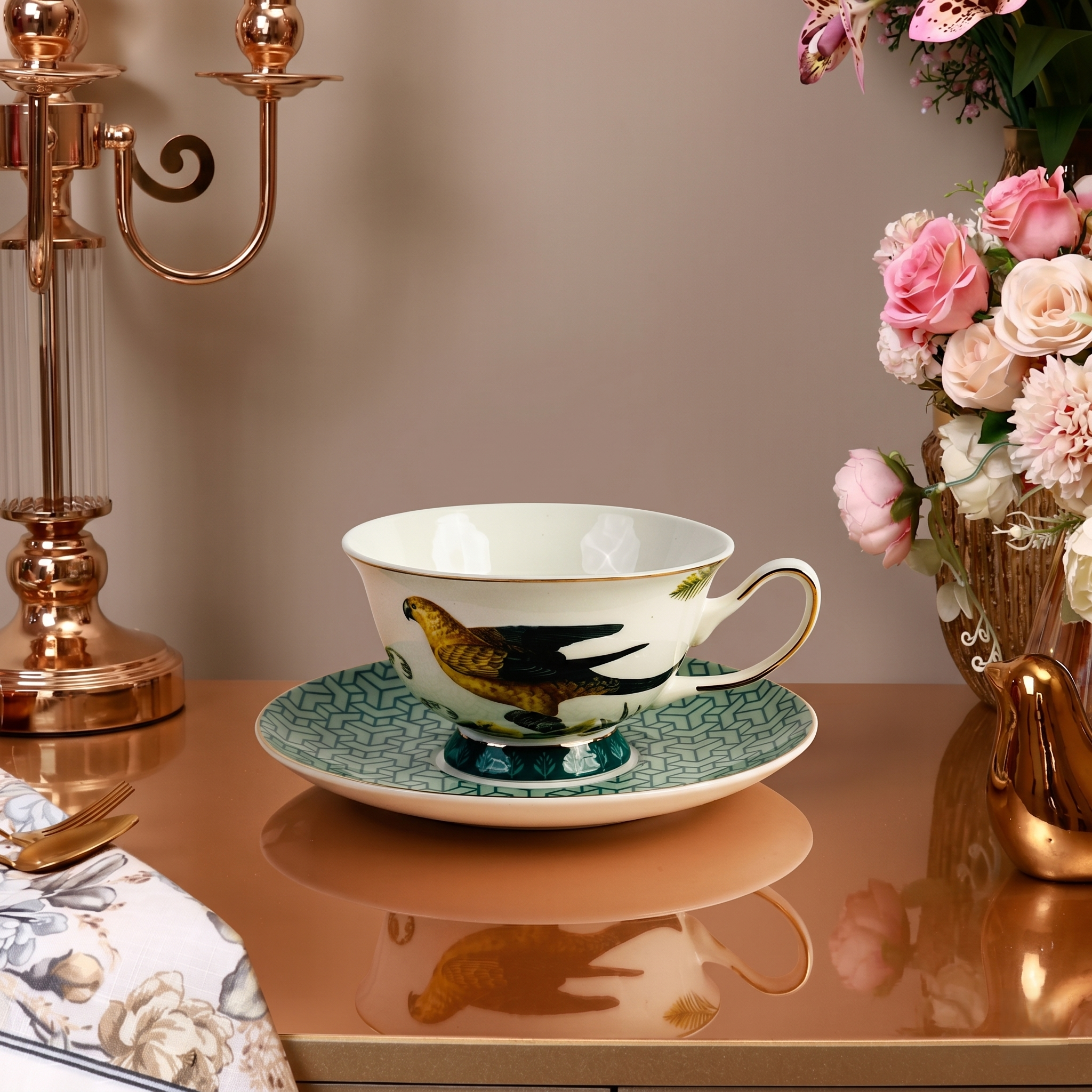 Emerald Garden Fine Tea Set - Set of 15