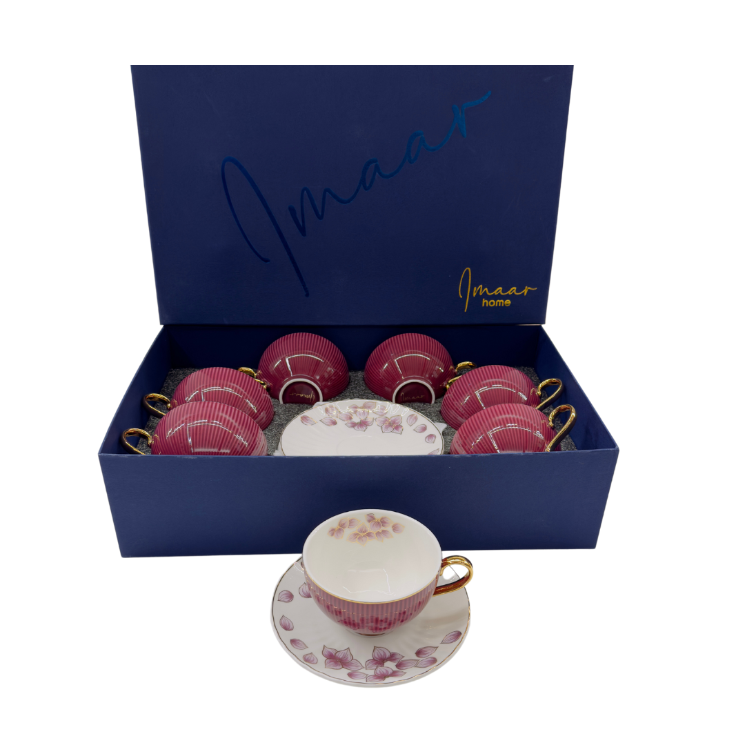 Burgundy Timeless Symphony 12pc Tea Set