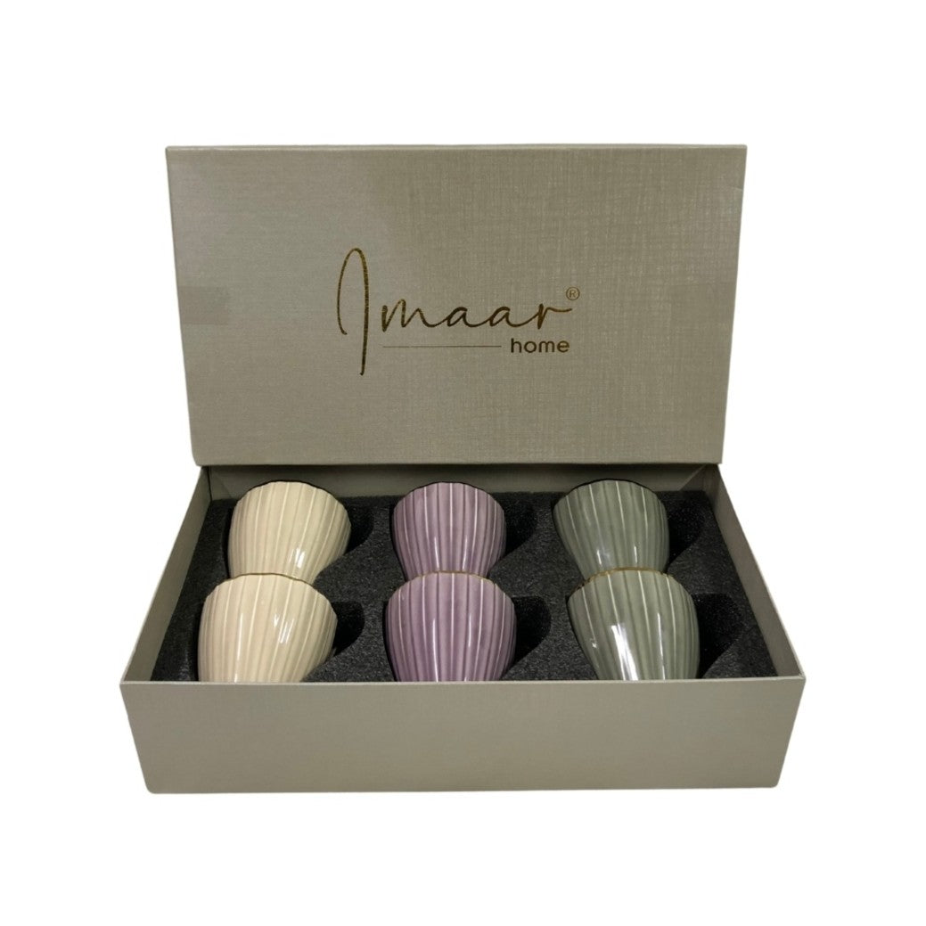 Trio Color Porcelain 6pc Tea Set