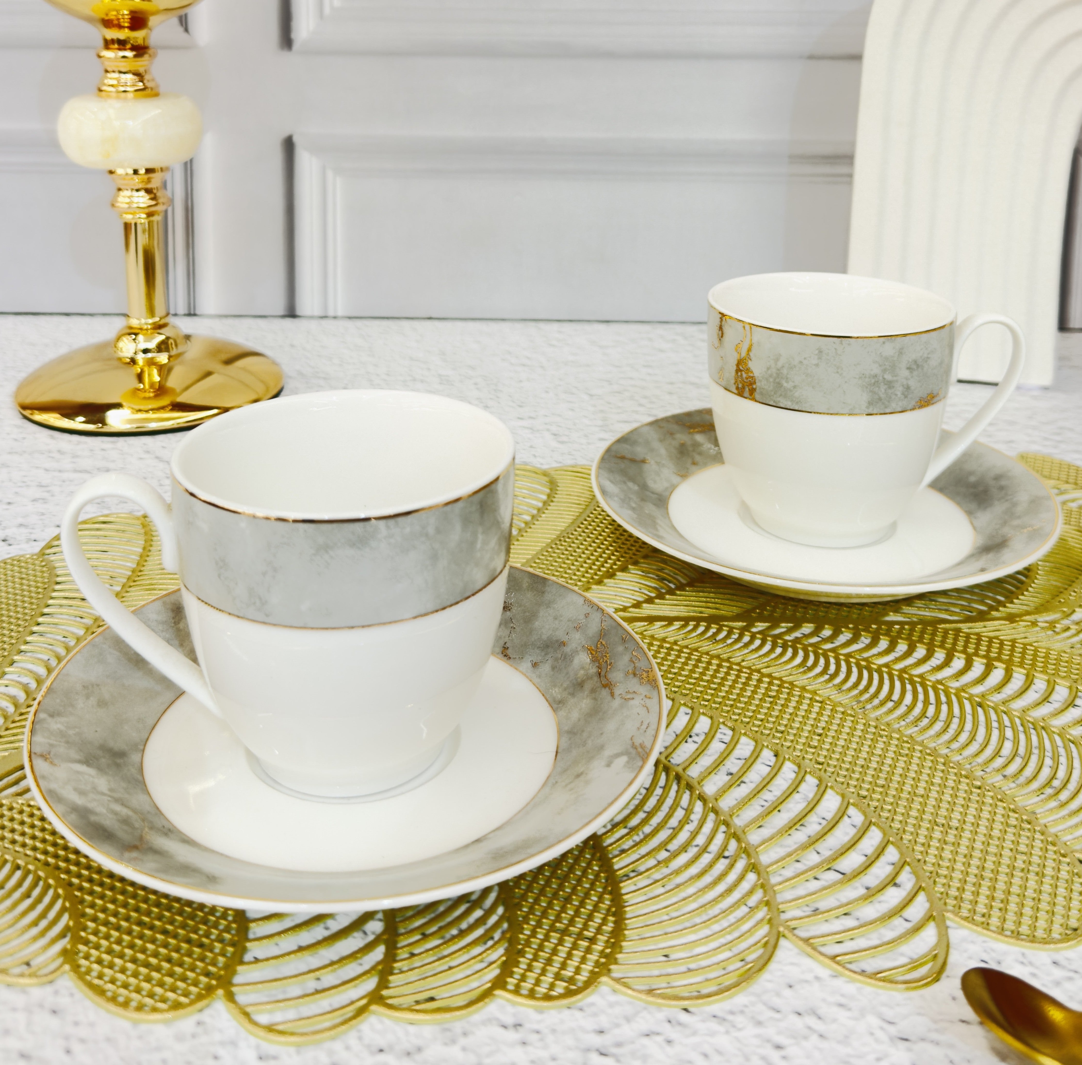 Pearl Marble Opulence 12pc Tea Set