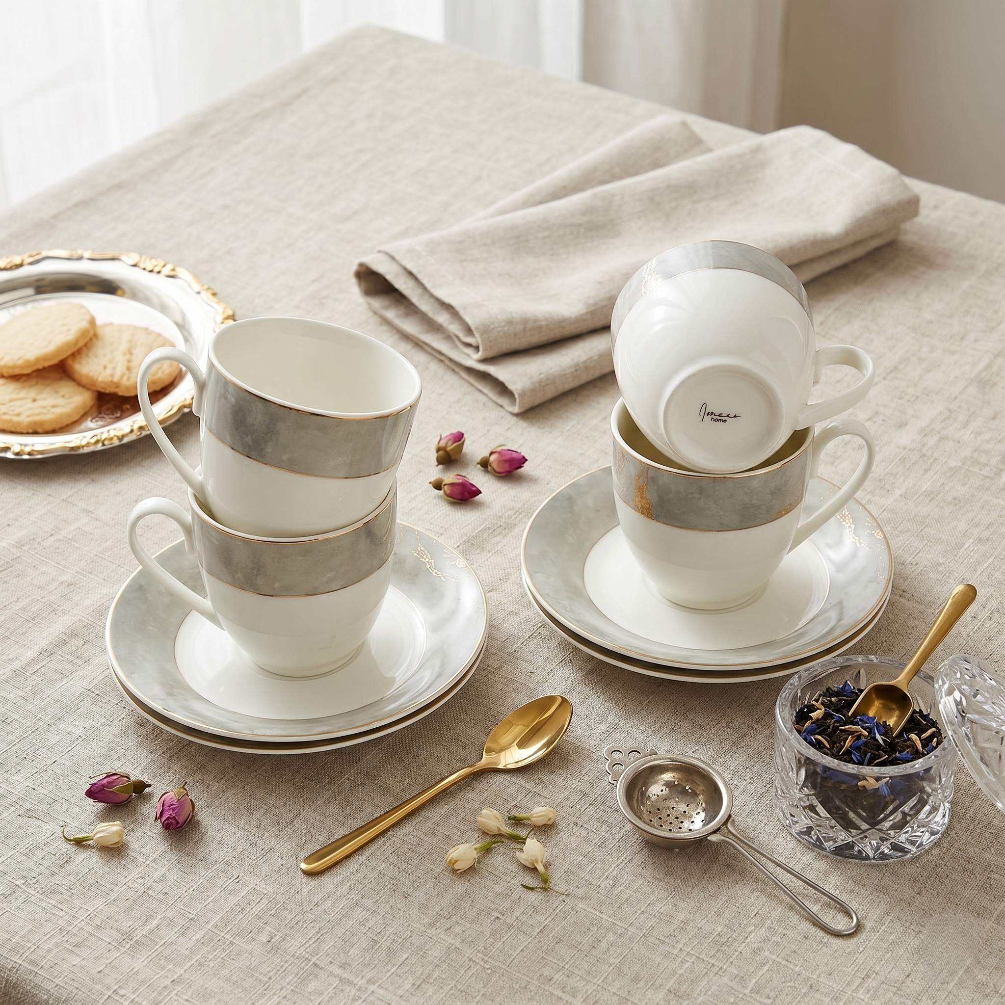 Pearl Marble Opulence 12pc Tea Set