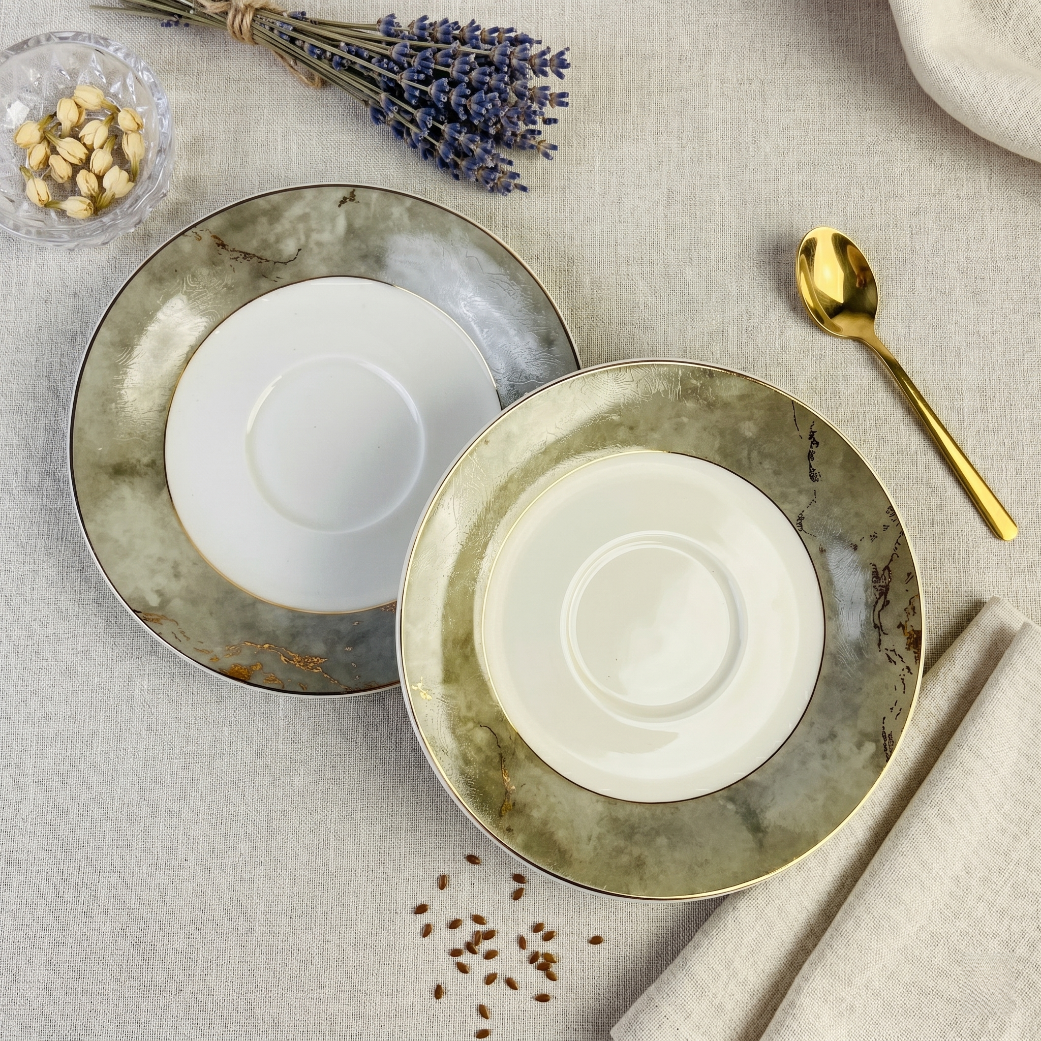 Pearl Marble Opulence 12pc Tea Set