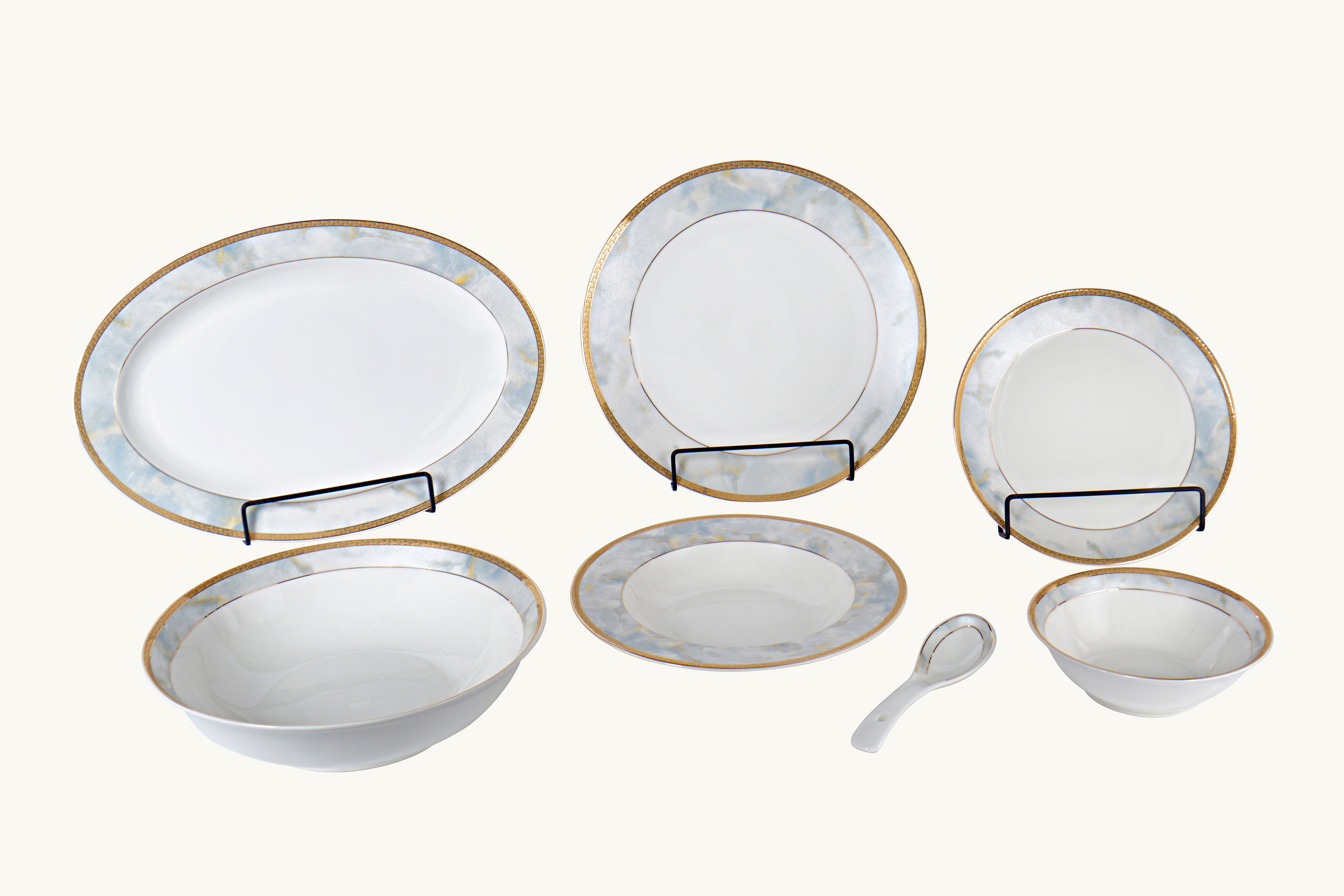 Marble Elegance 33pc Dinner Set