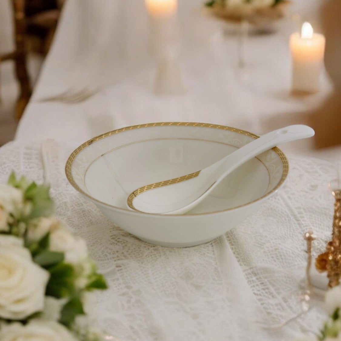 Pearl Gold Charm 12pc Bowl Set