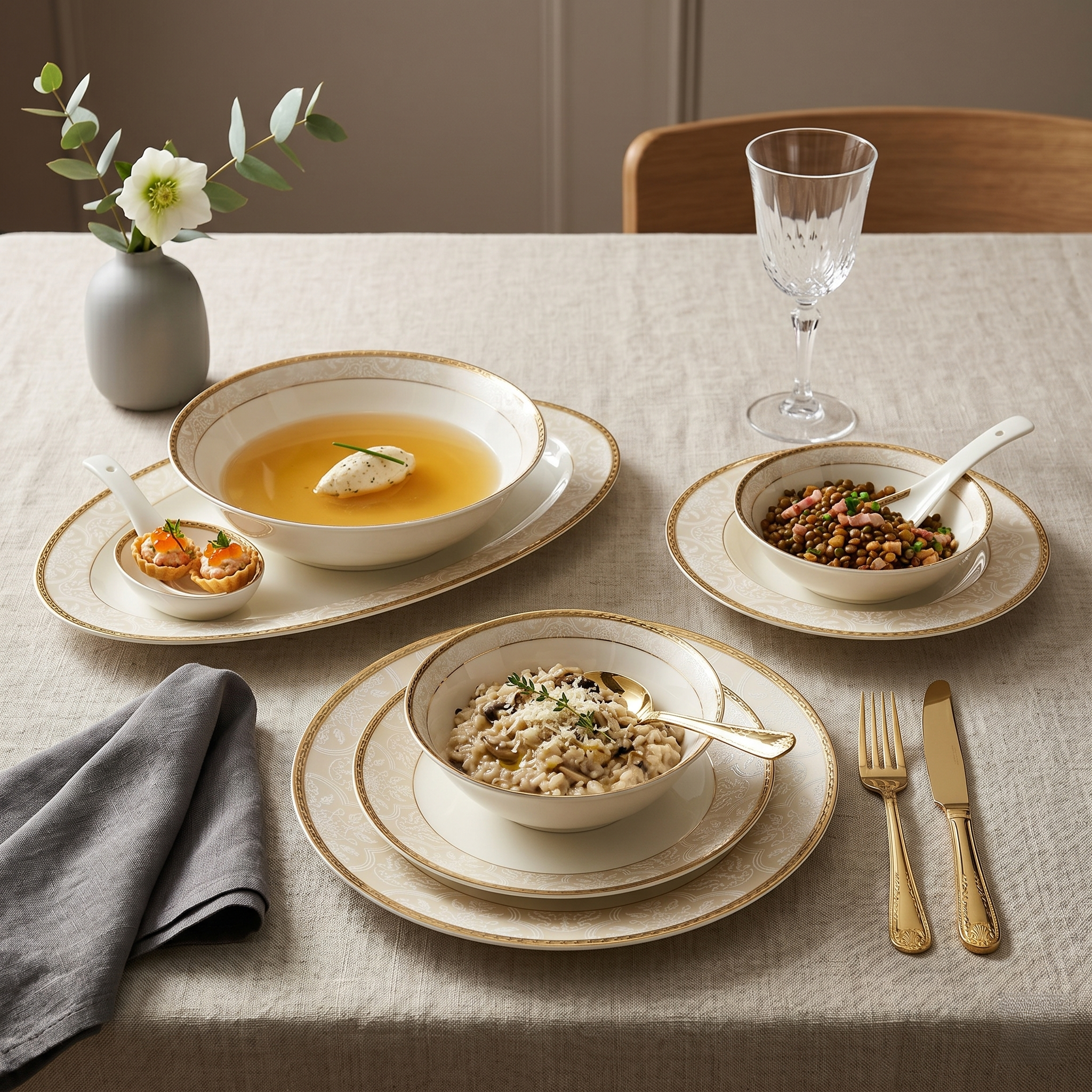 Gold Charm Dinner Set