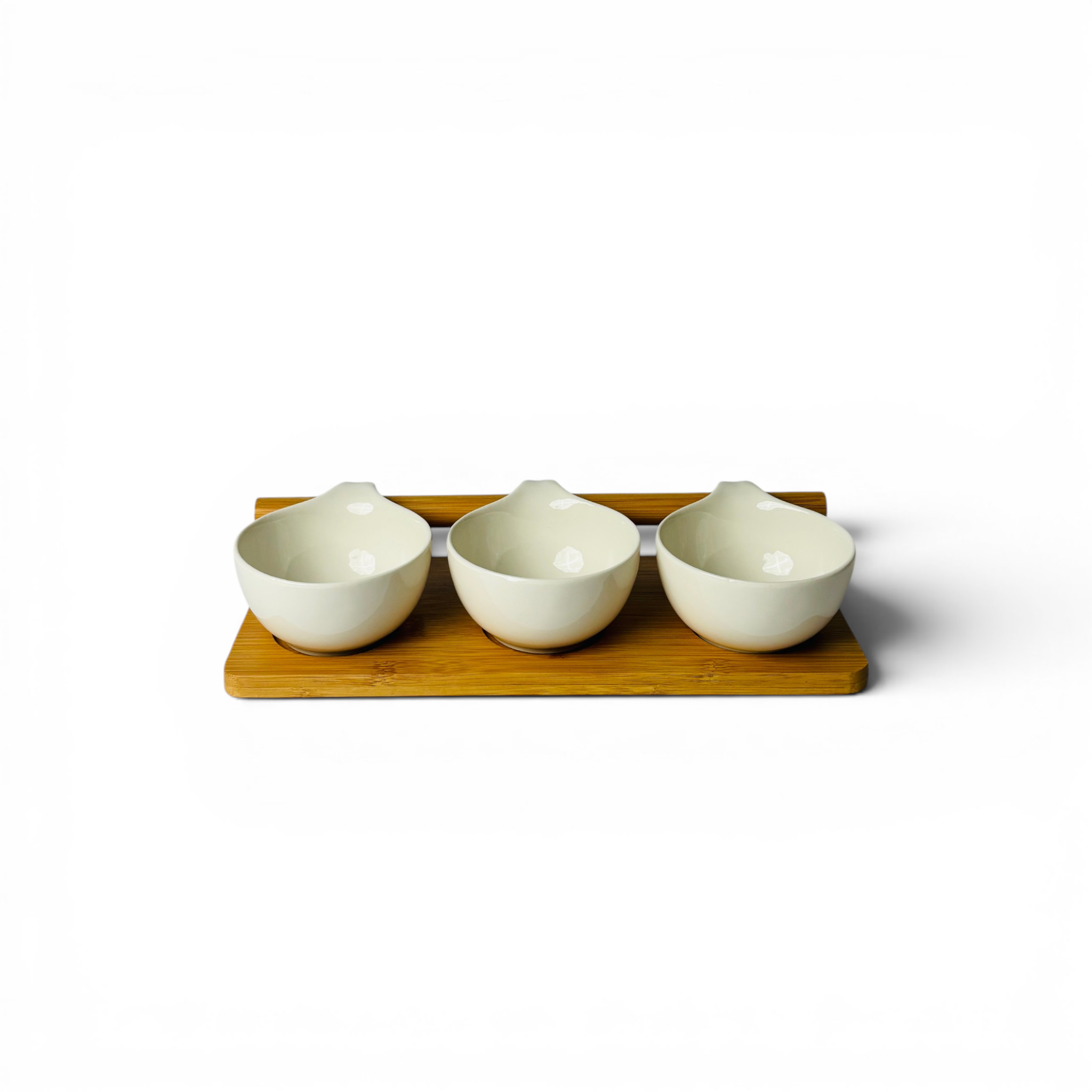 Premium 3Pc Ceramic Serving Bowls with Tray
