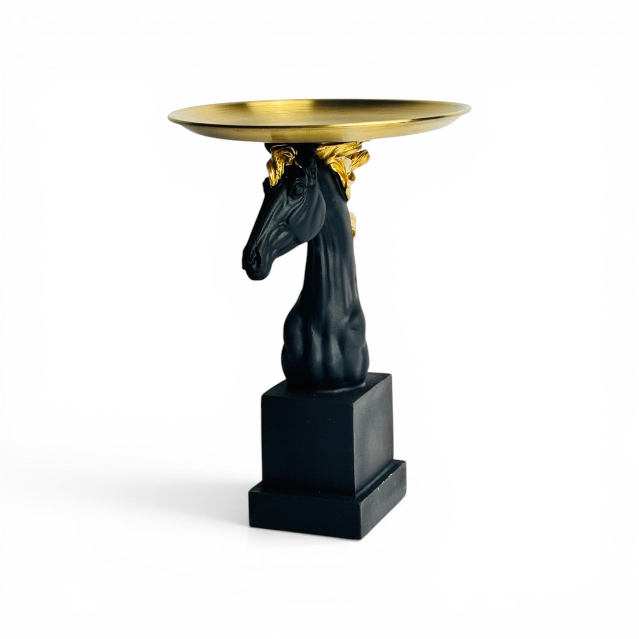 Modern Black Horse Showpiece With Tray