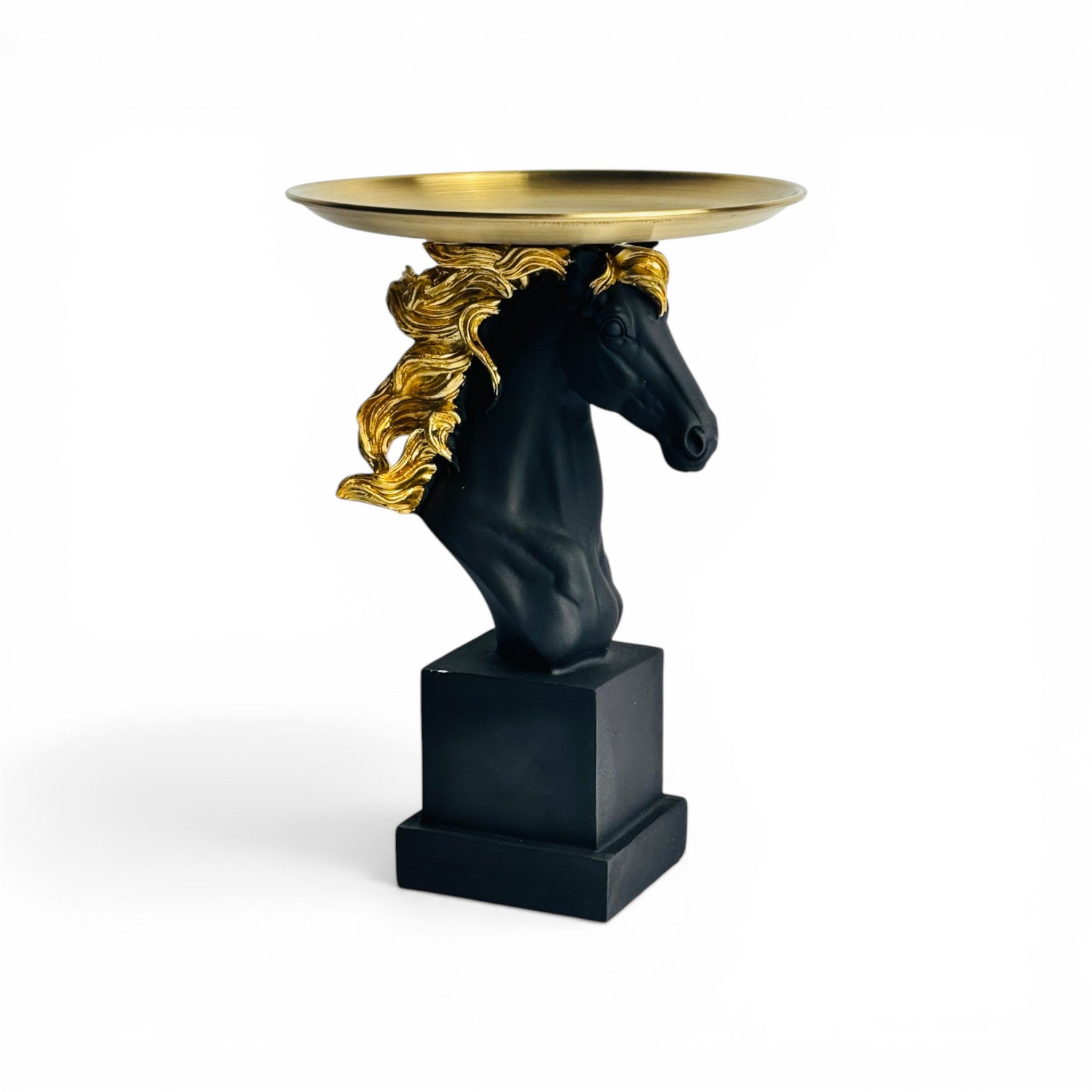 Modern Black Horse Showpiece With Tray