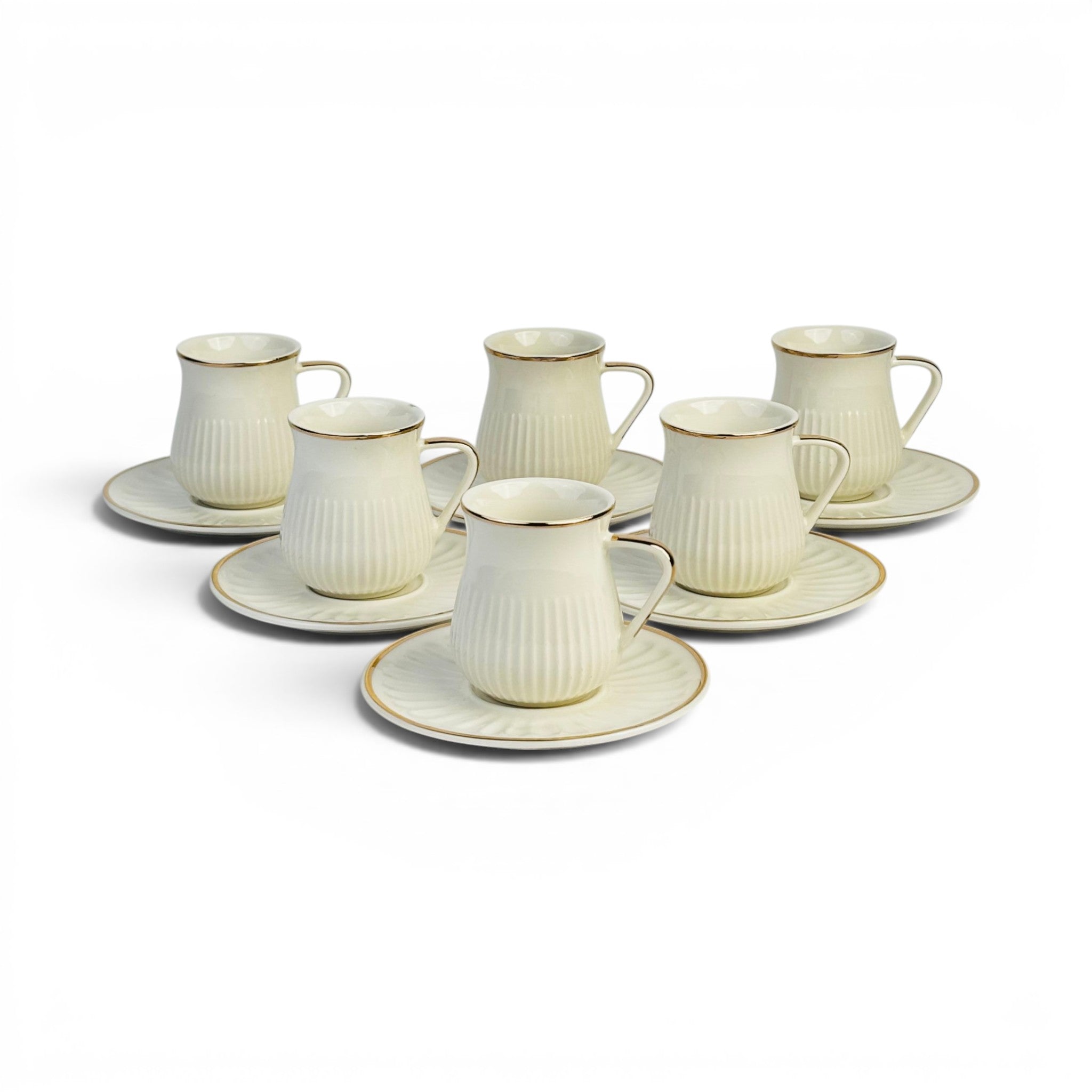 Luxury Ceramic Cup & Saucer Set - Set of 12