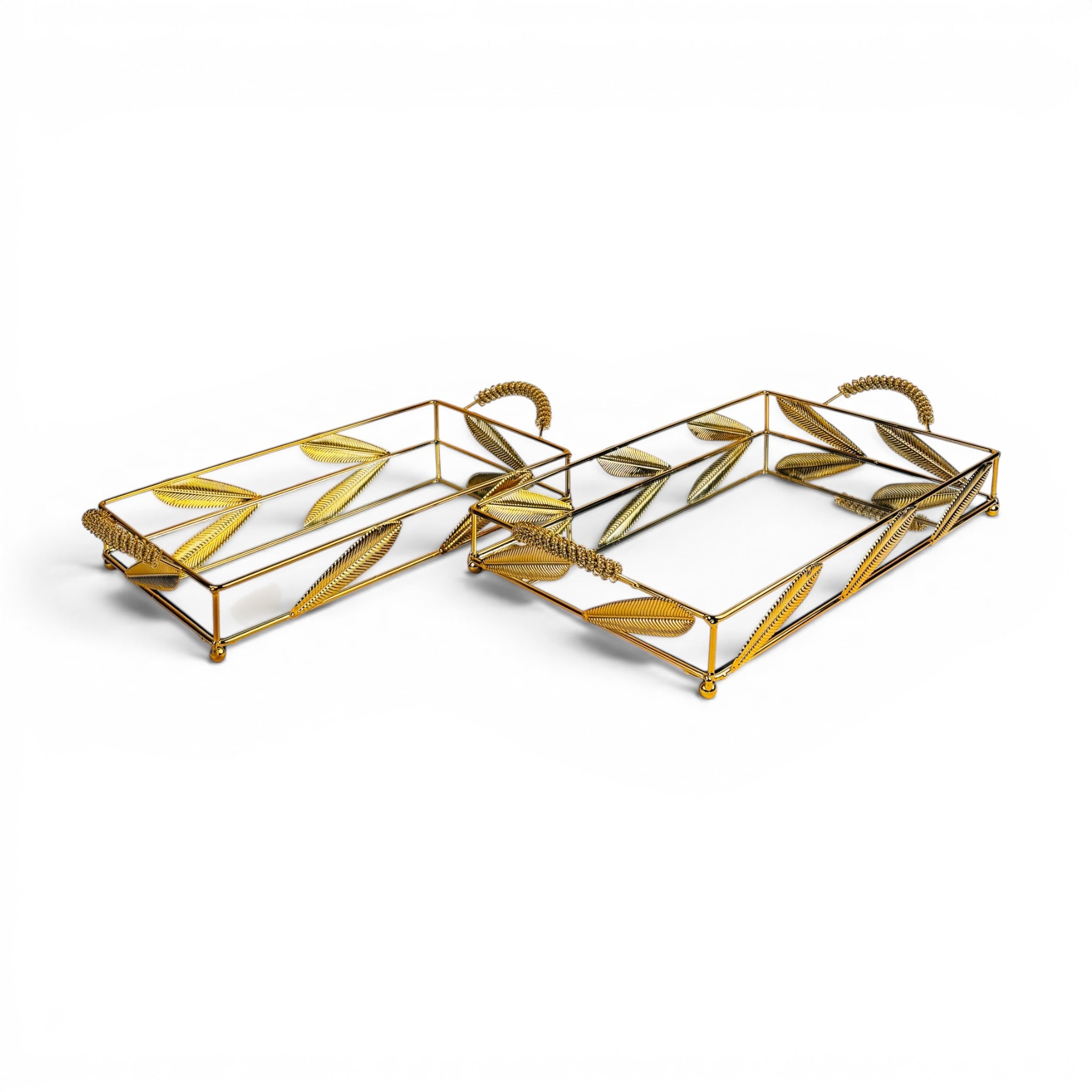 Opulent Glass Serving 2Pc Tray Set