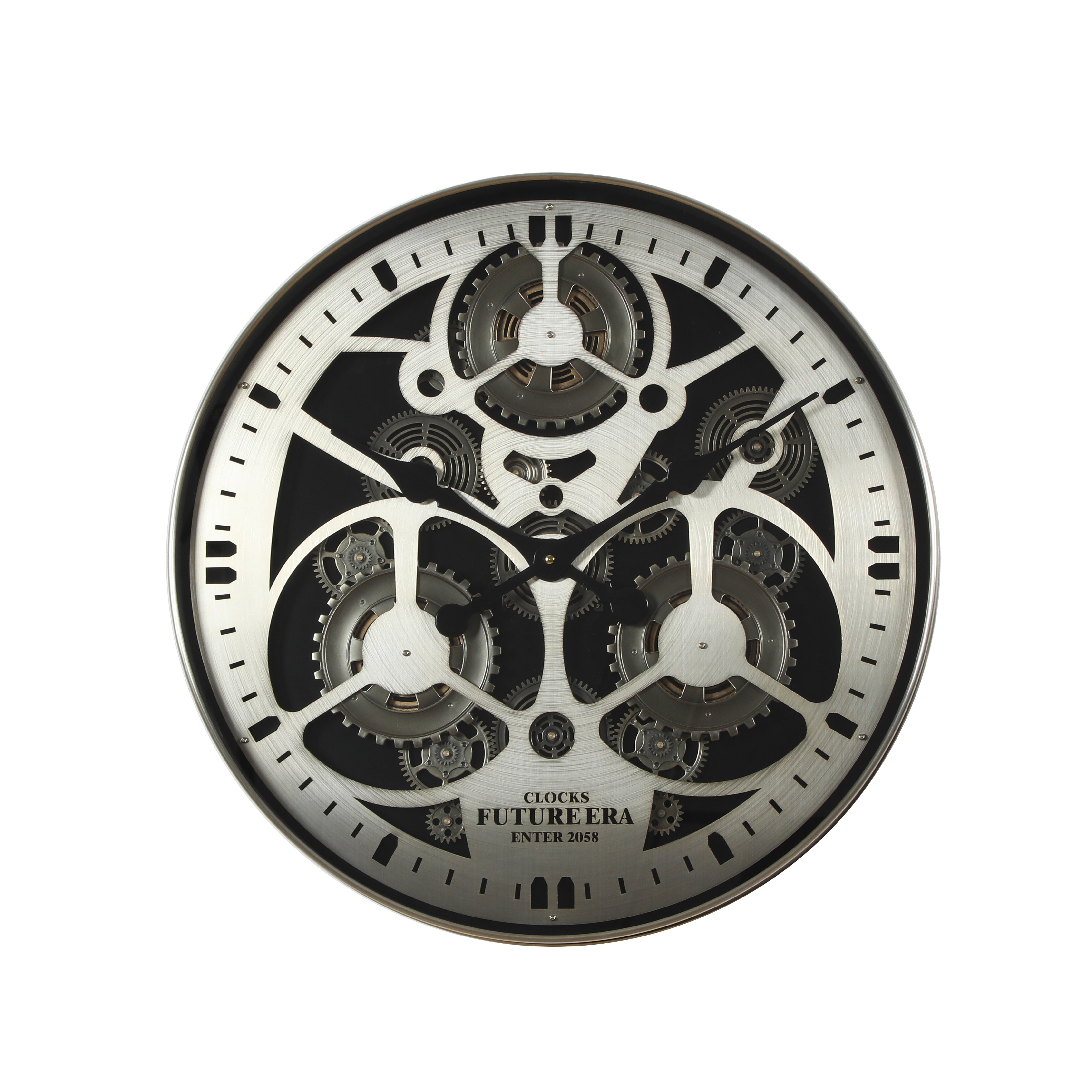 Futuristic Gear Wall Clock – 60cm Sleek Metallic Design