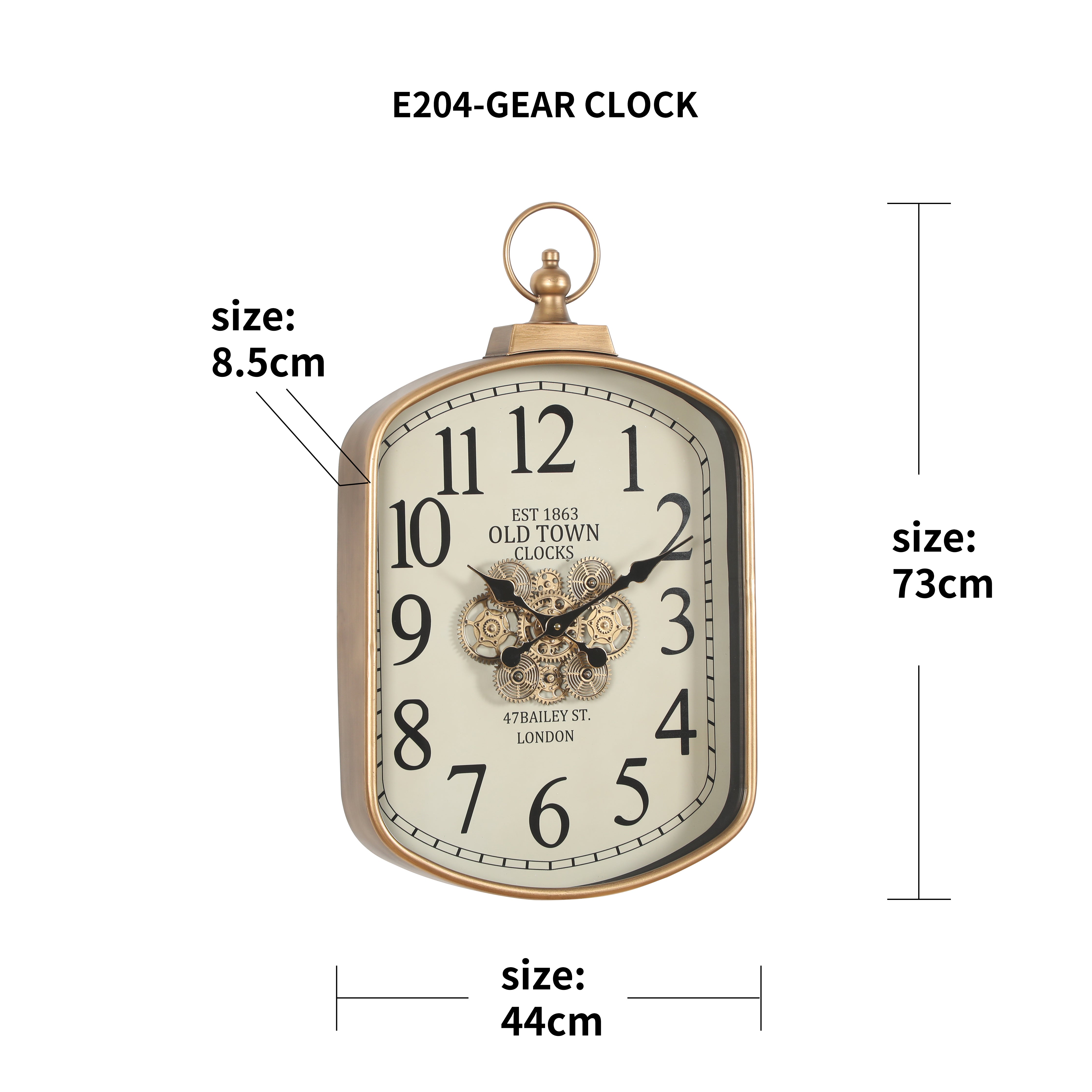 Classic Old Town Wall Clock with Exposed Gears