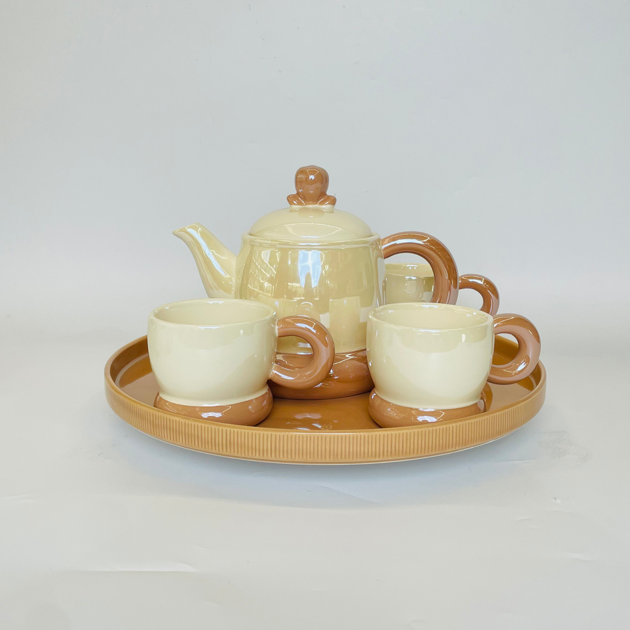 Gloss Shine Modern Ceramic Tea Set - Set of 9
