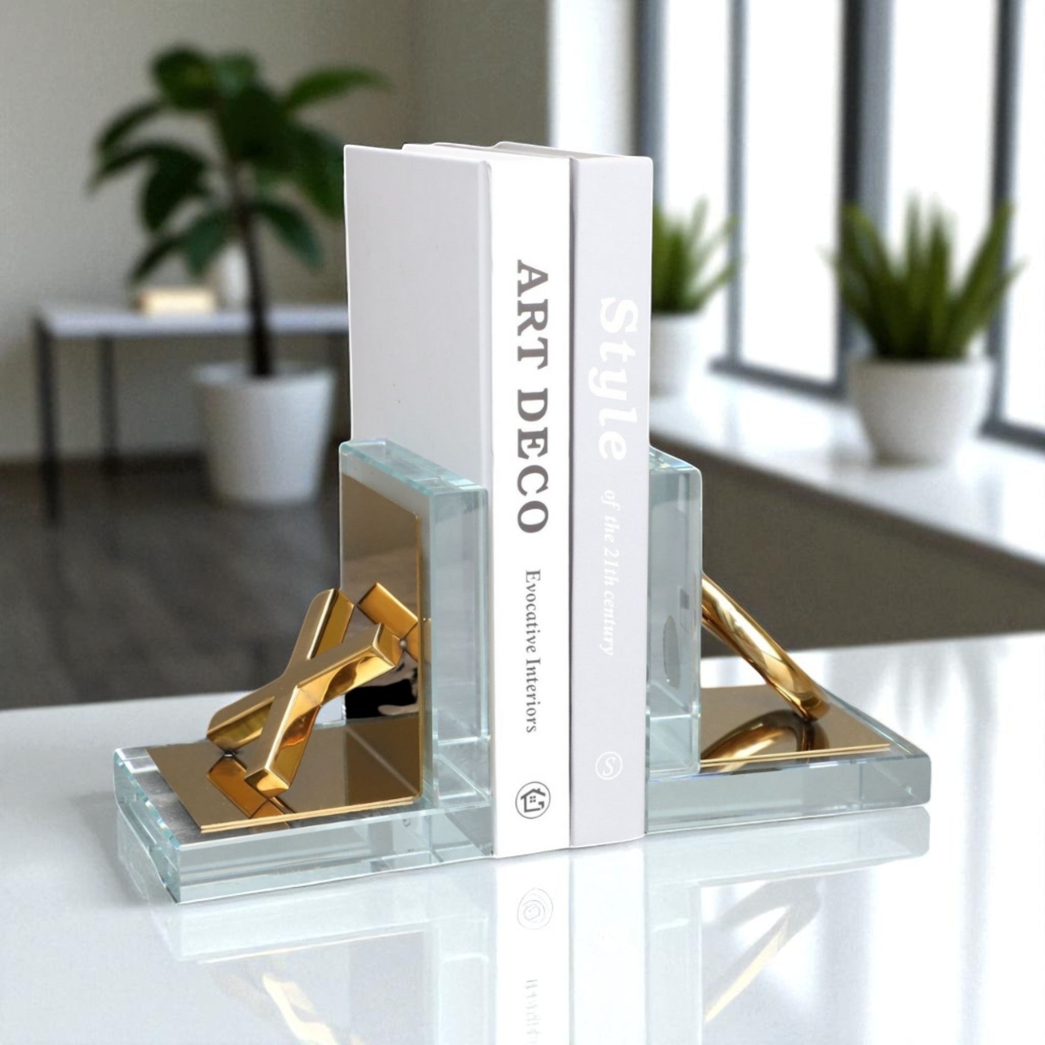 Premium Crystal & Gold Bookends – X & O Design