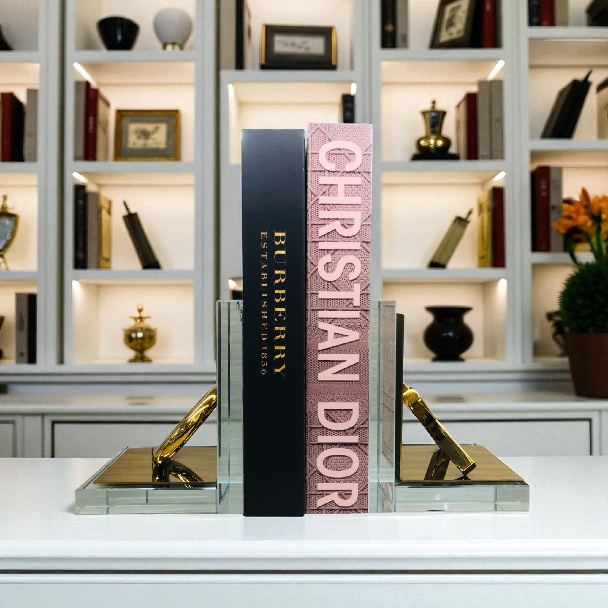Premium Crystal & Gold Bookends – X & O Design