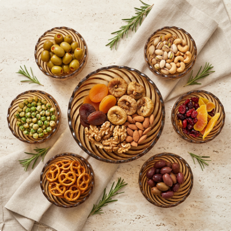 Amber Gold Swirl Textured Bowls Set 7 Piece
