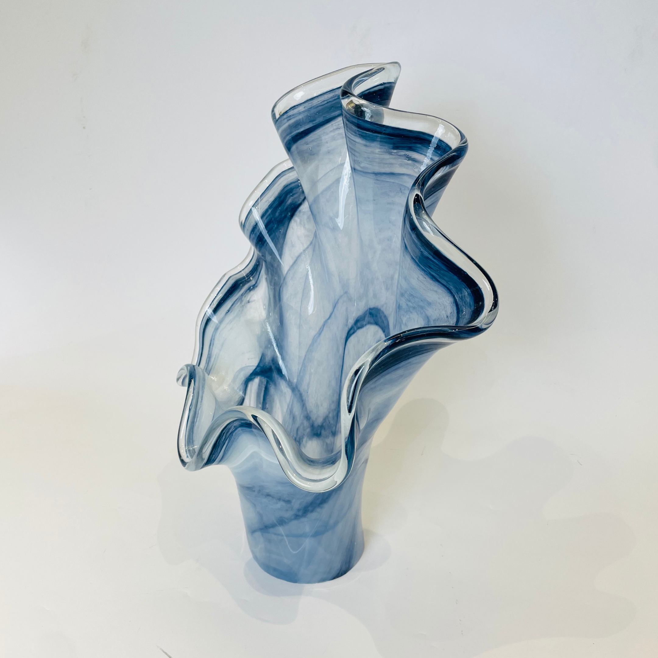 Majestic Blue Ocean Art Glass Vase