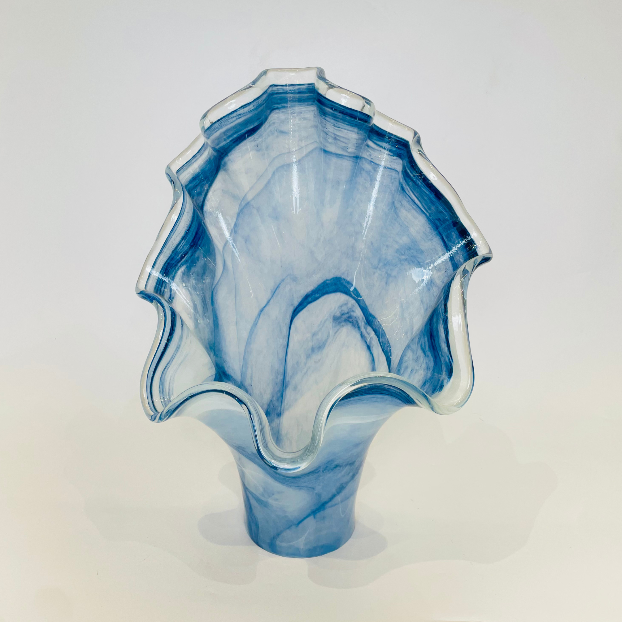 Majestic Blue Ocean Art Glass Vase