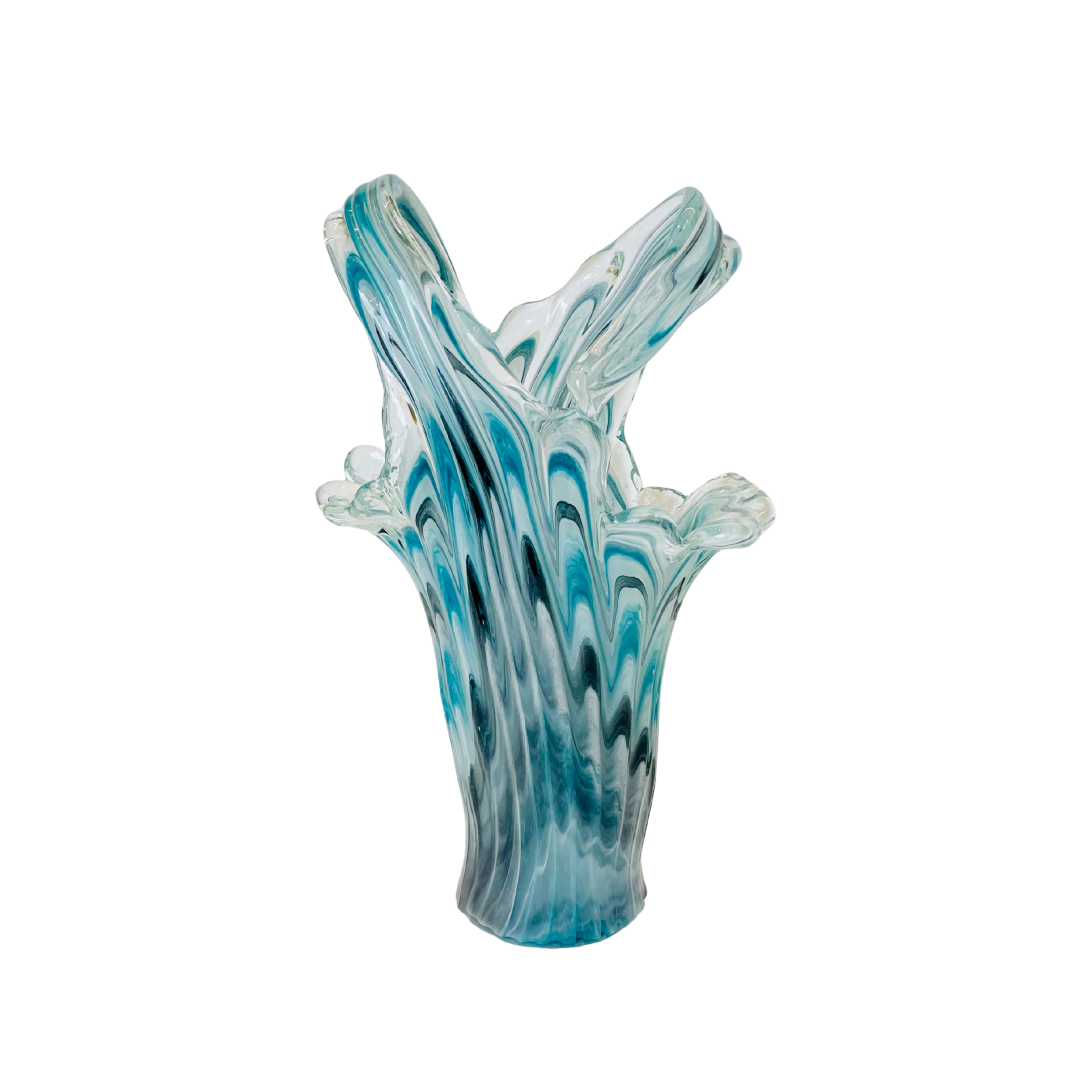 Luxury Blue Art Glass Vase Italy Edition
