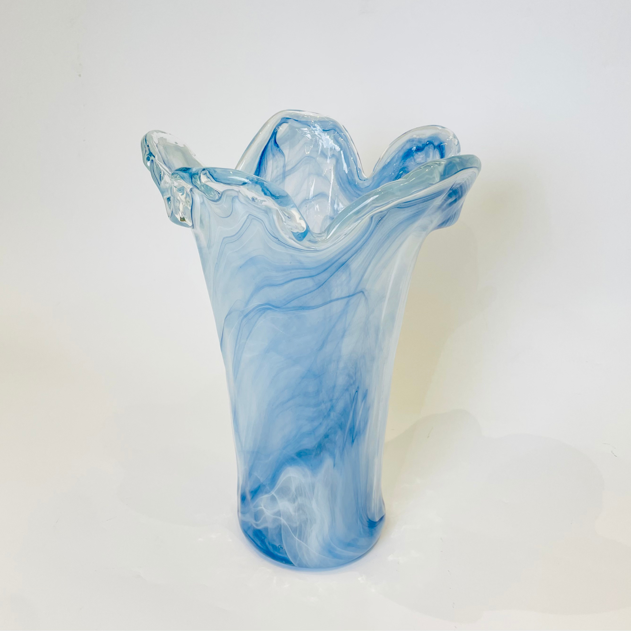 Celestial Blue Hand-Blown Vase