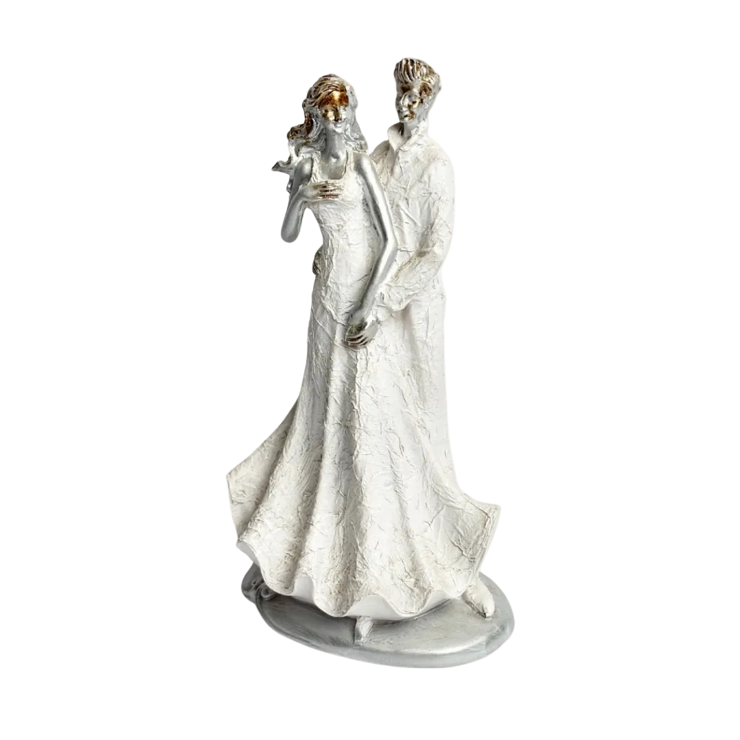 Elegant Silver Couple Figurine
