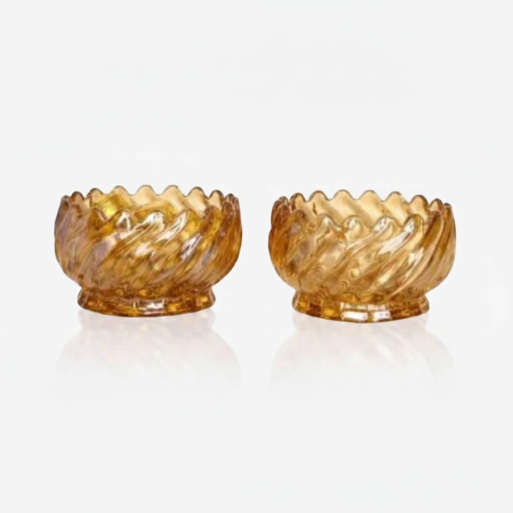 Elegant Amber Glass Bowl Set of 6